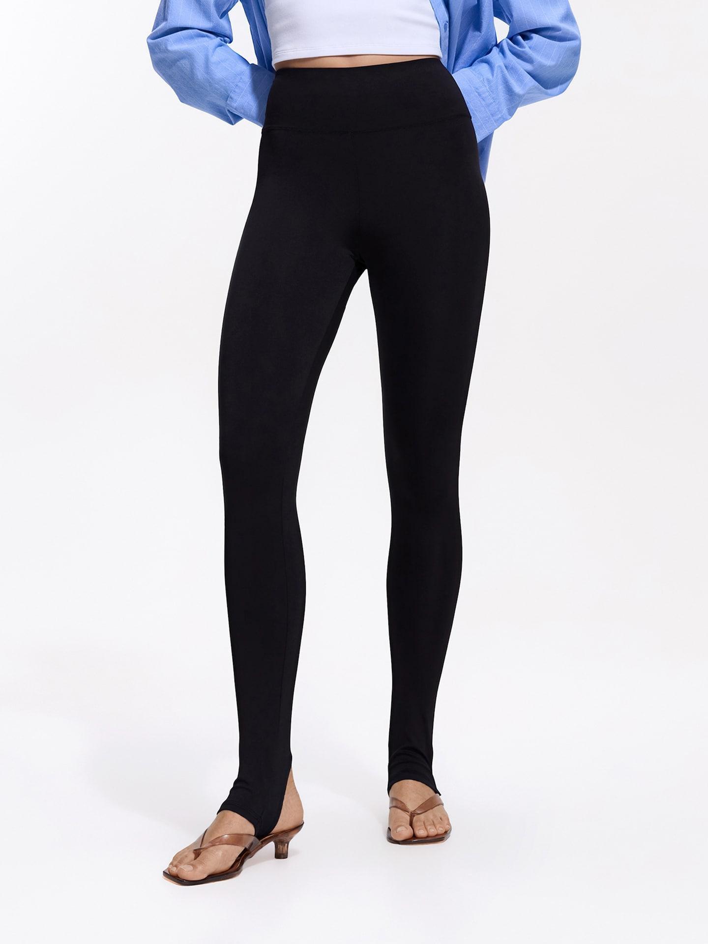 Black Plain Leggings, Black, large image number 2