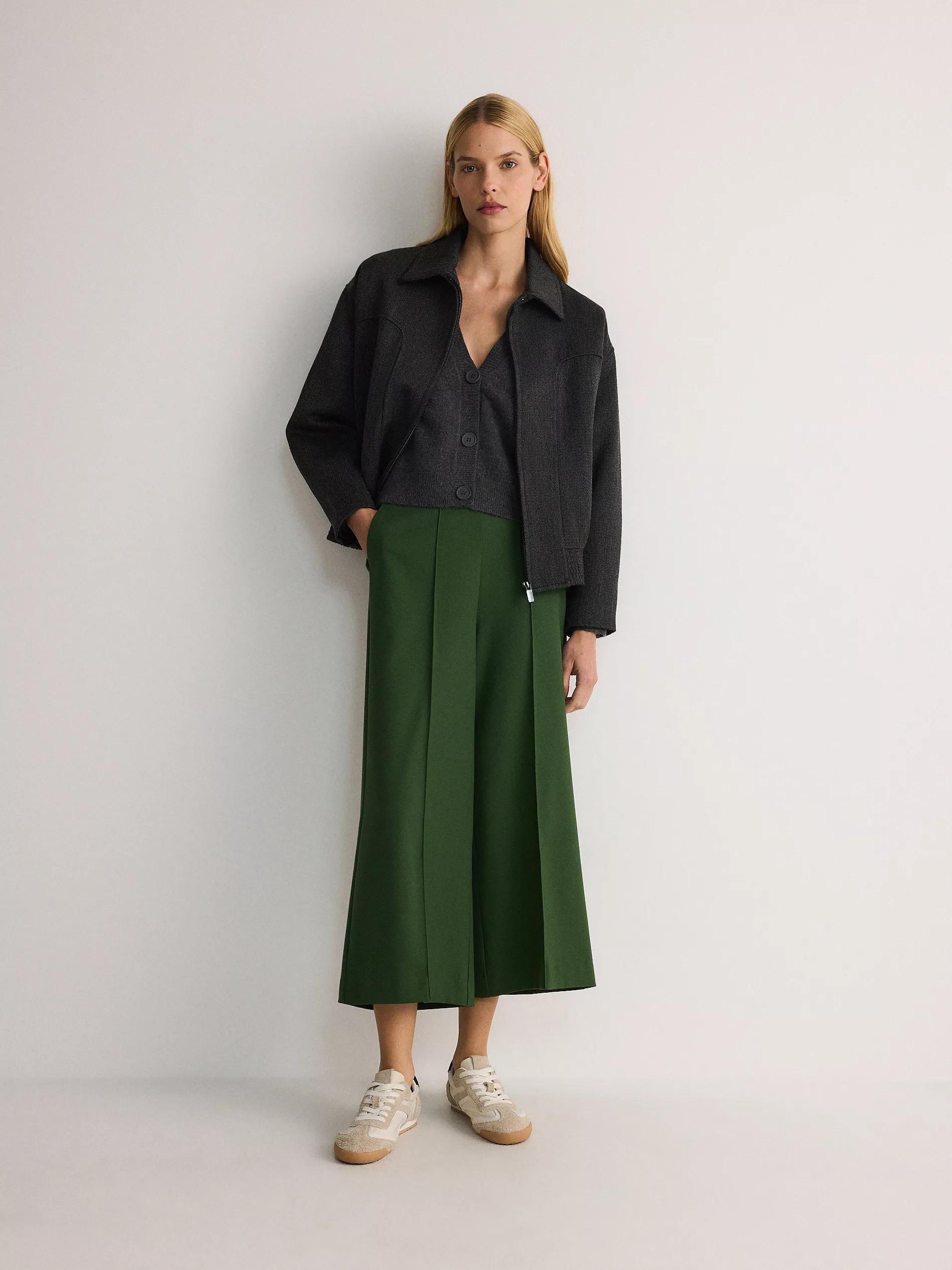 Green Striped Culottes, , large image number 1