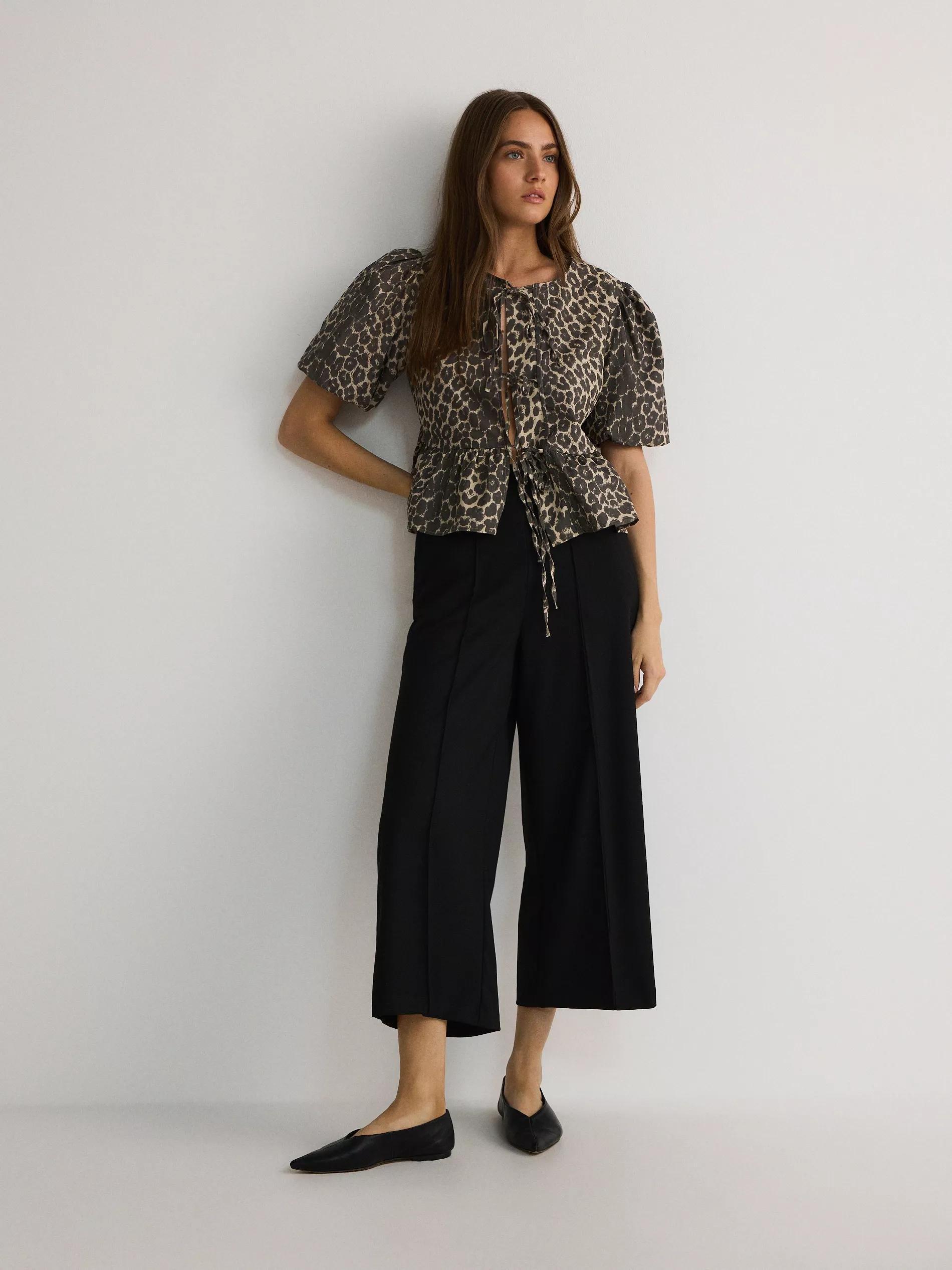 Black Striped Culottes, , large image number 0
