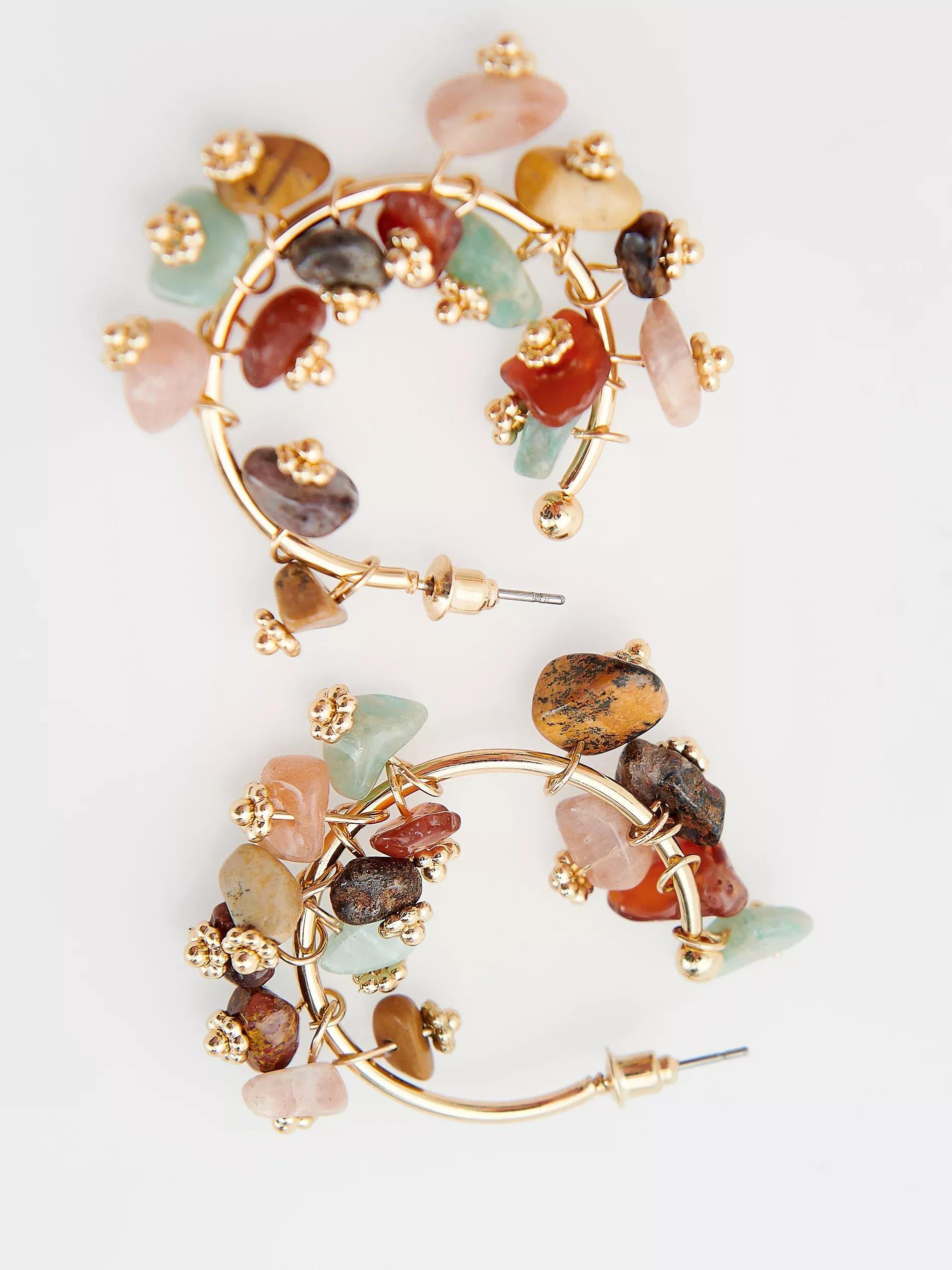 Multicolour Stone Earrings, Multicolor, large image number 2