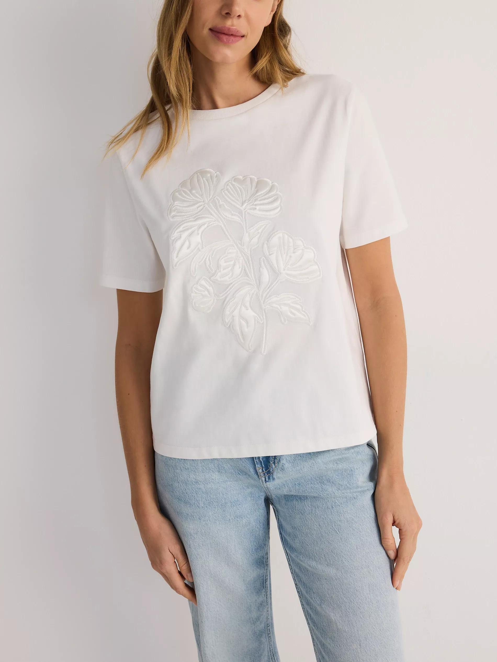 White Embossed Casual T-Shirt, , large image number 2