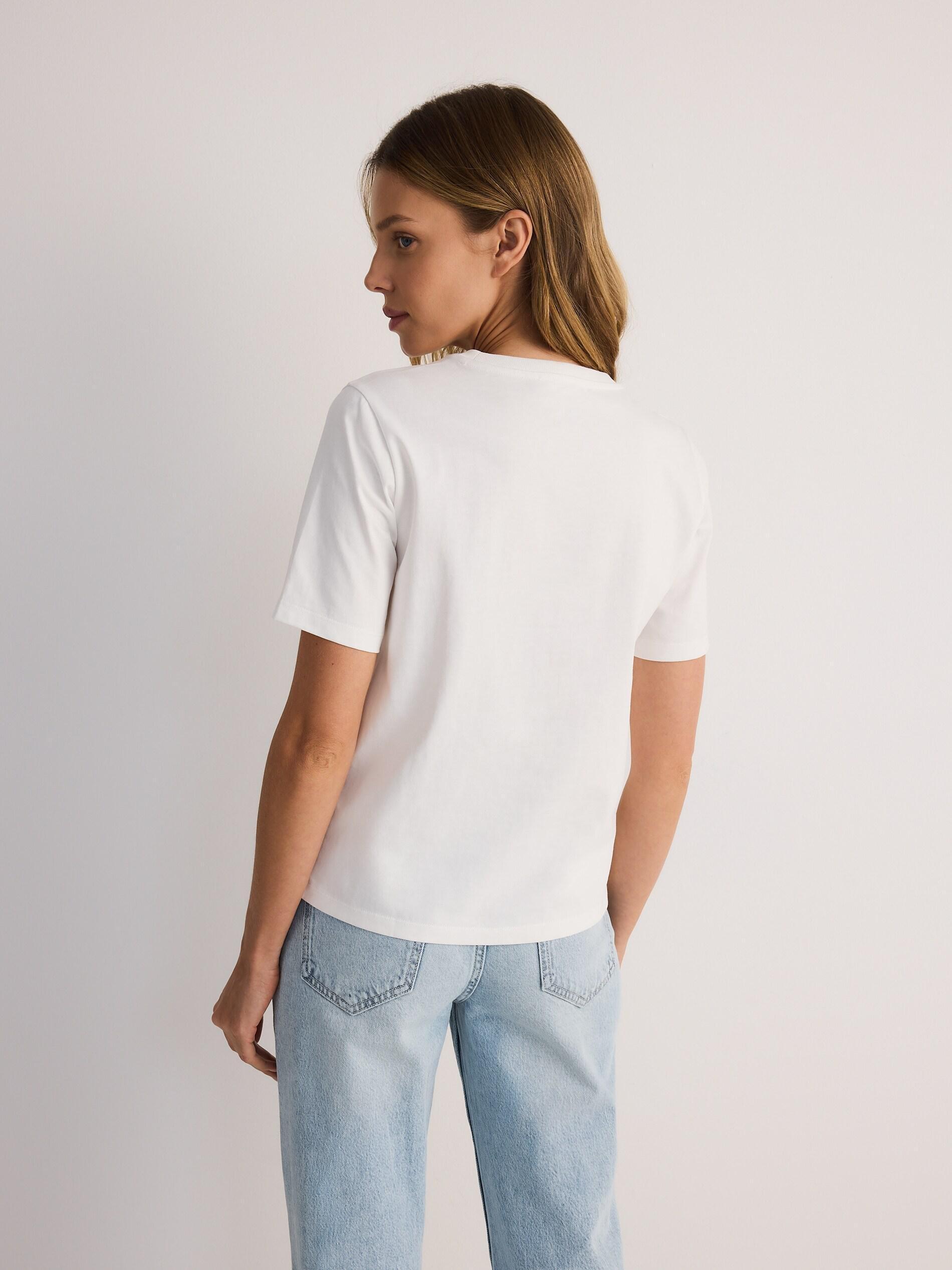 White Embossed Casual T-Shirt, White, medium