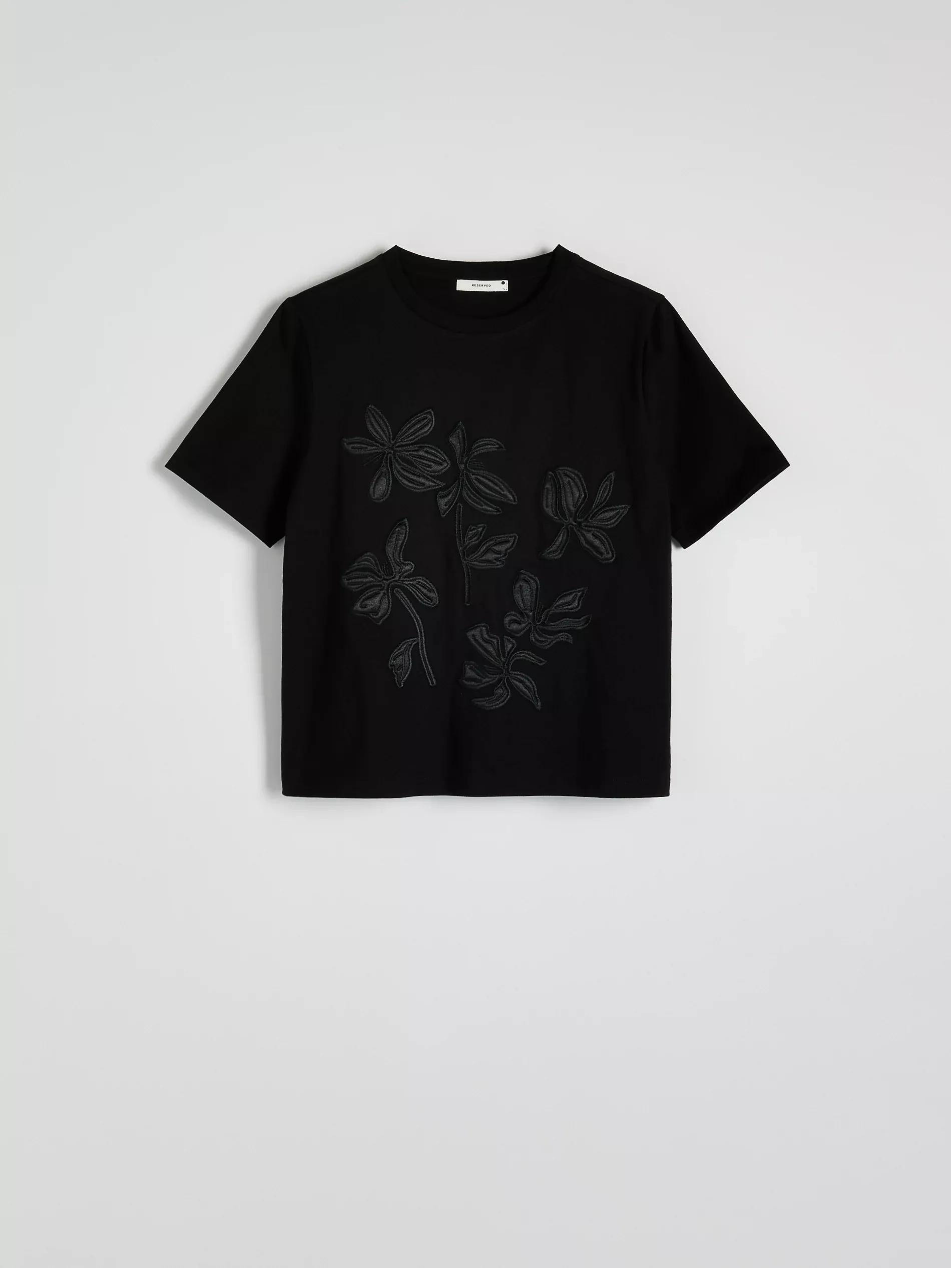 Black Embossed Casual T-Shirt, , large image number 0