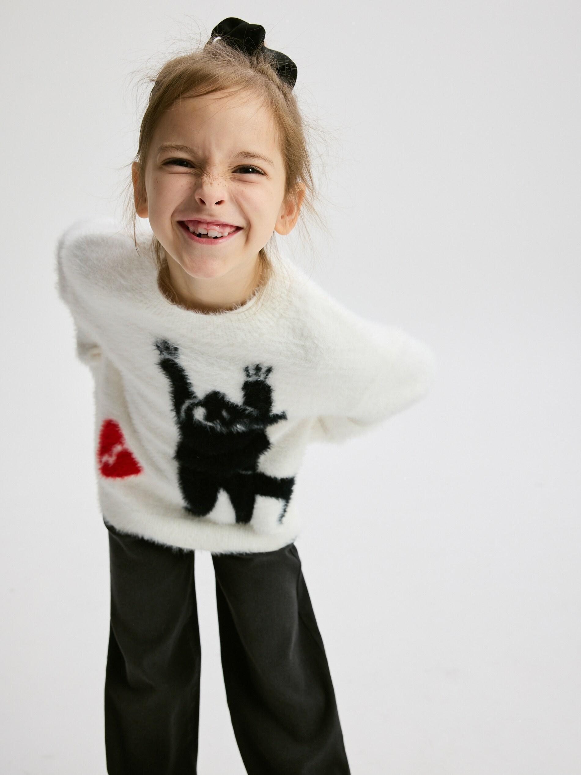 Multicolour Jumper With Applique, Kids Girls, Multicolor, medium