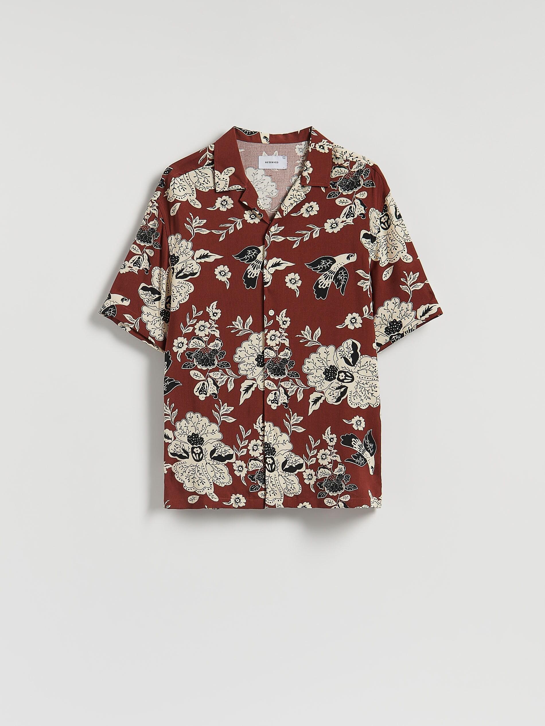 Red Comfort Fit Patterned Shirt, 7401_92P, medium