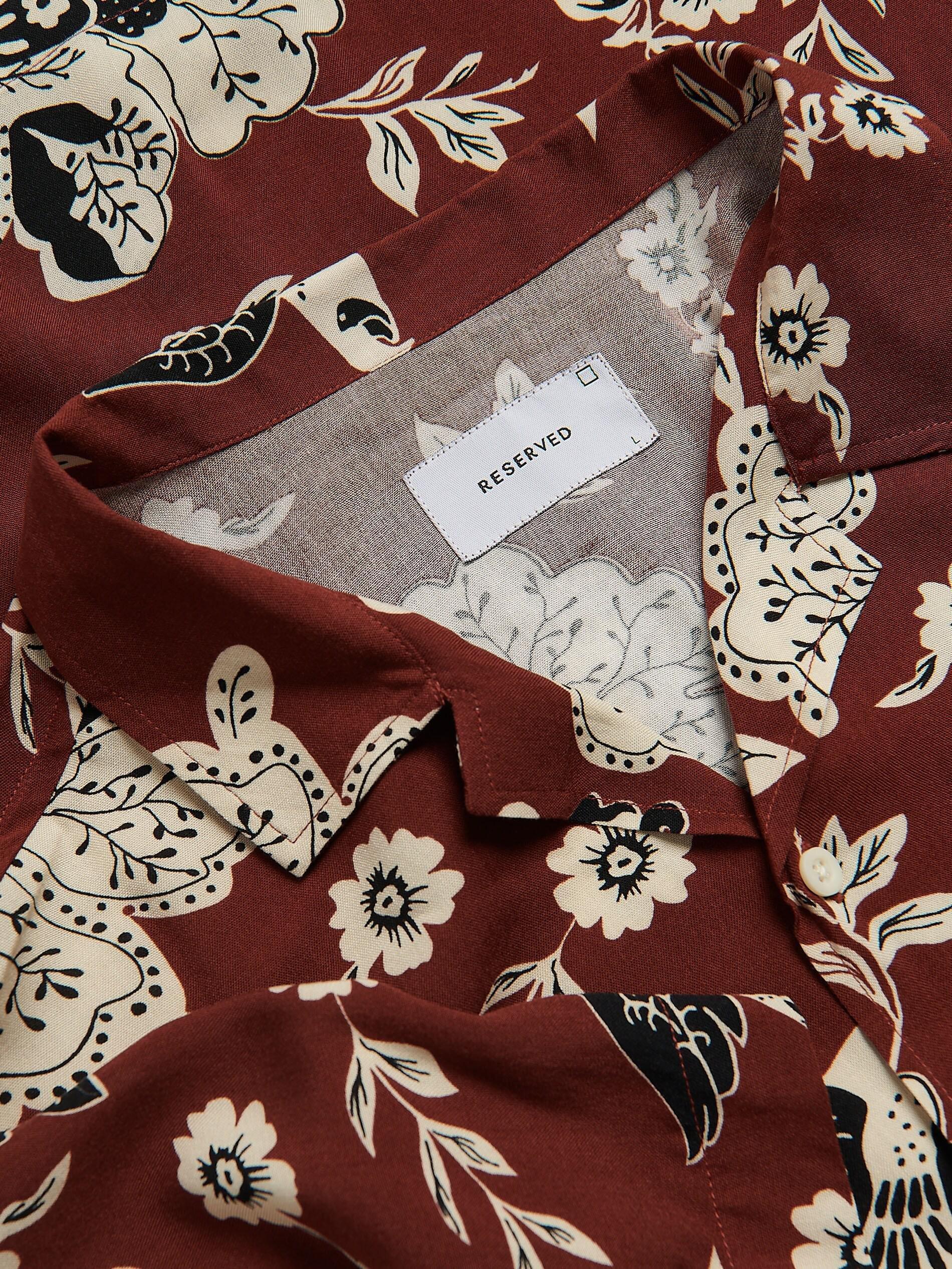 Red Comfort Fit Patterned Shirt, 7401_92P, medium