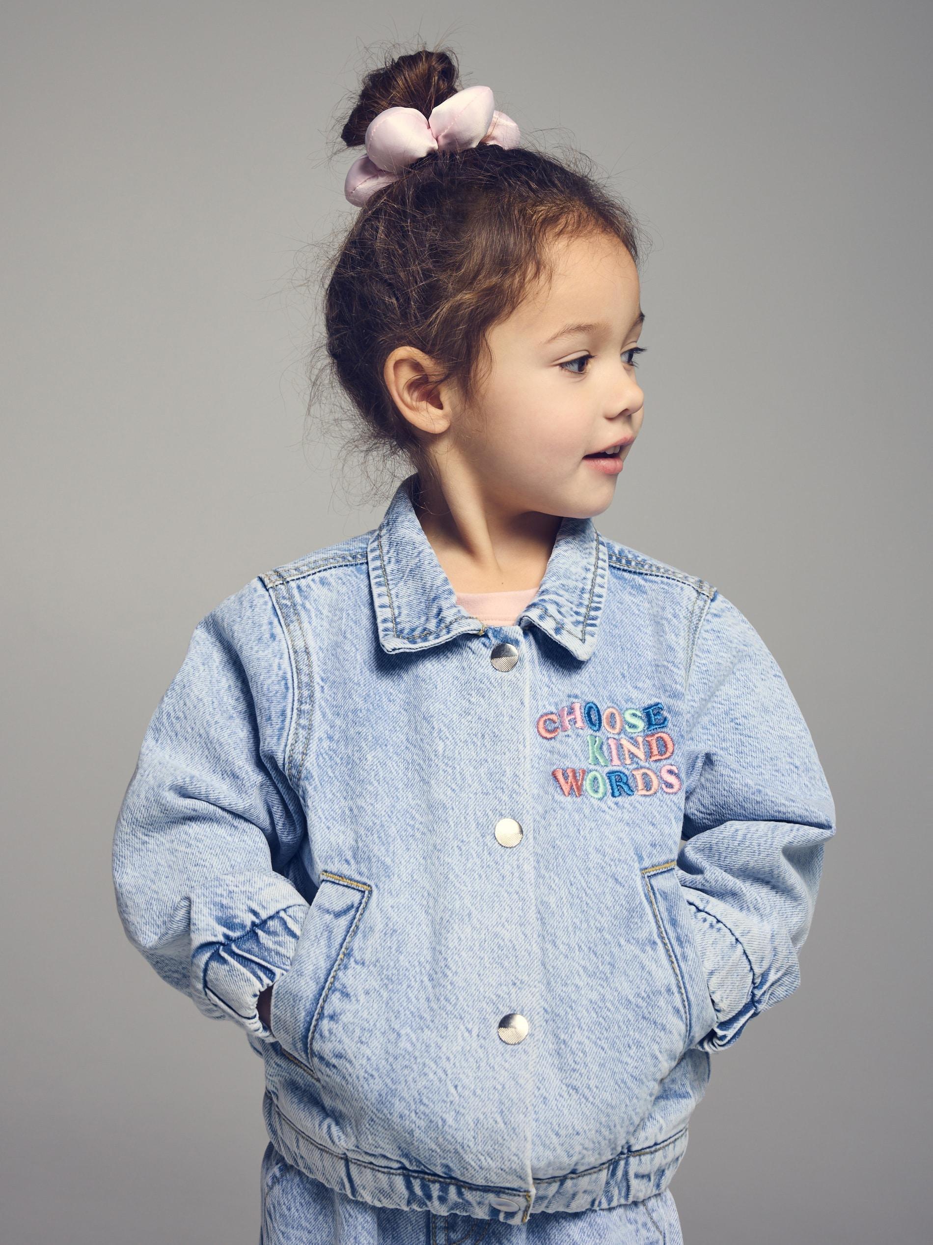 Blue Denim Jacket With Embroidery, Blue, large image number 0