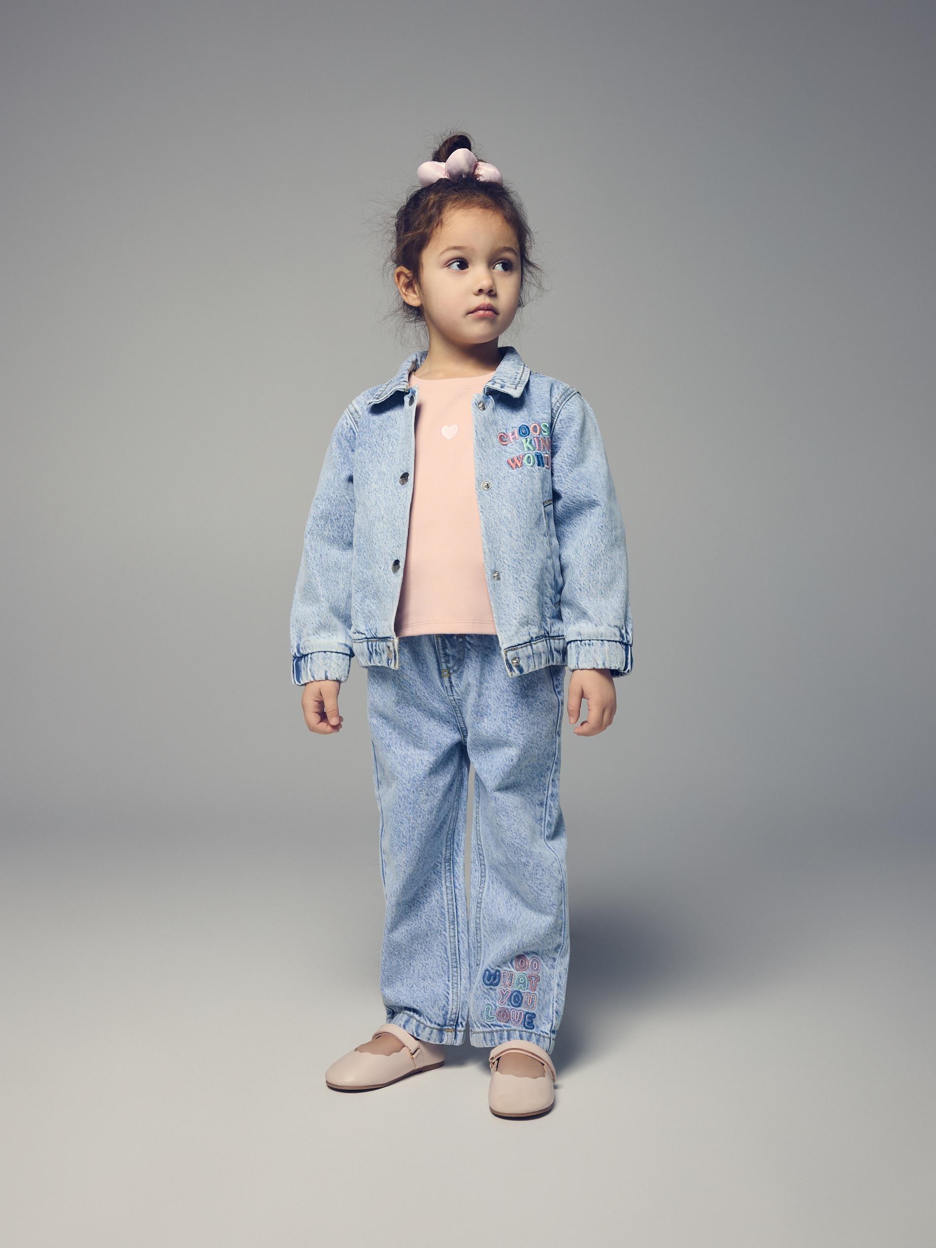 Blue Denim Jacket With Embroidery, Blue, large image number 1