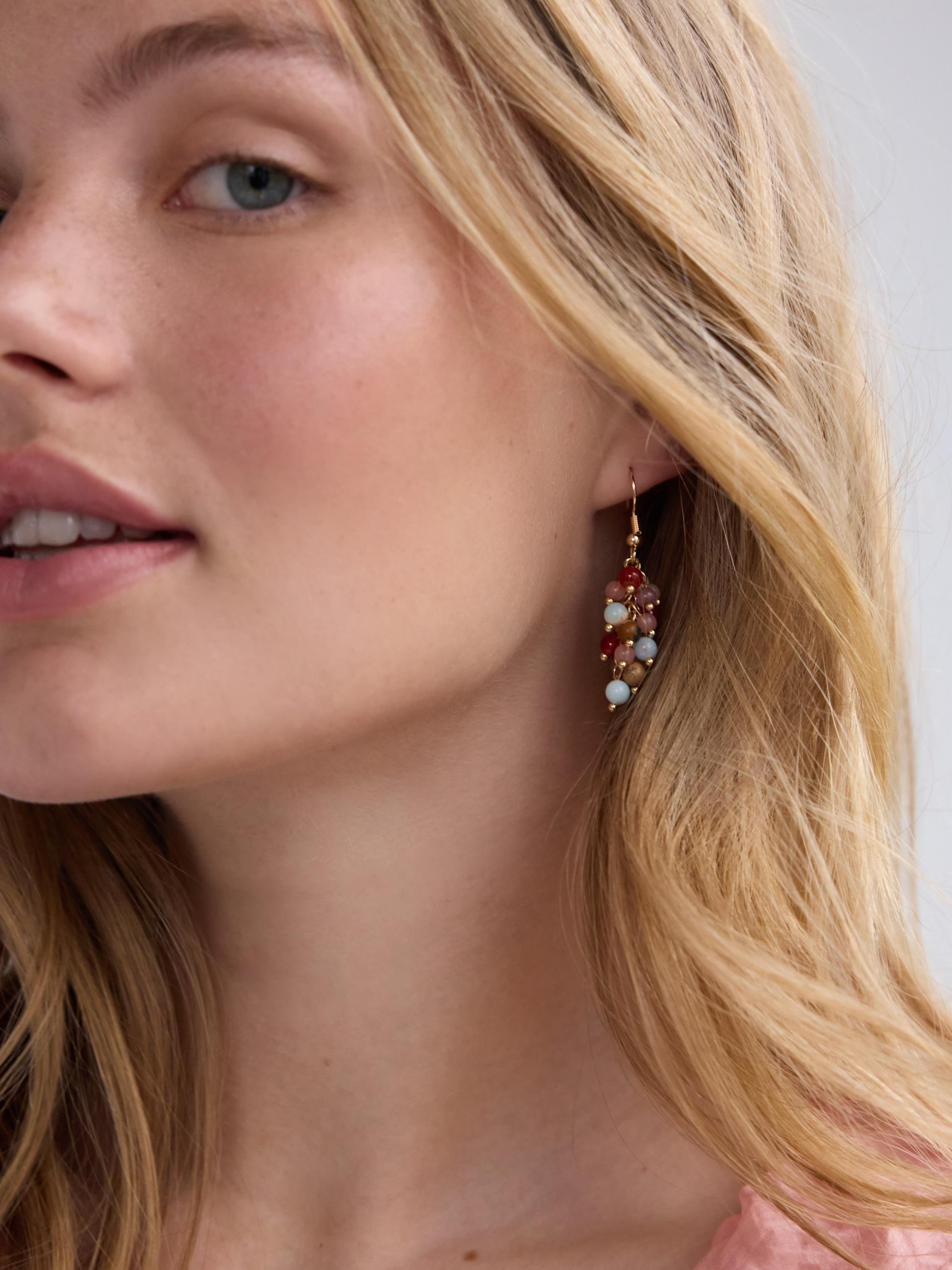 Multicolour Dangle Earrings With Beads, Multicolor, medium