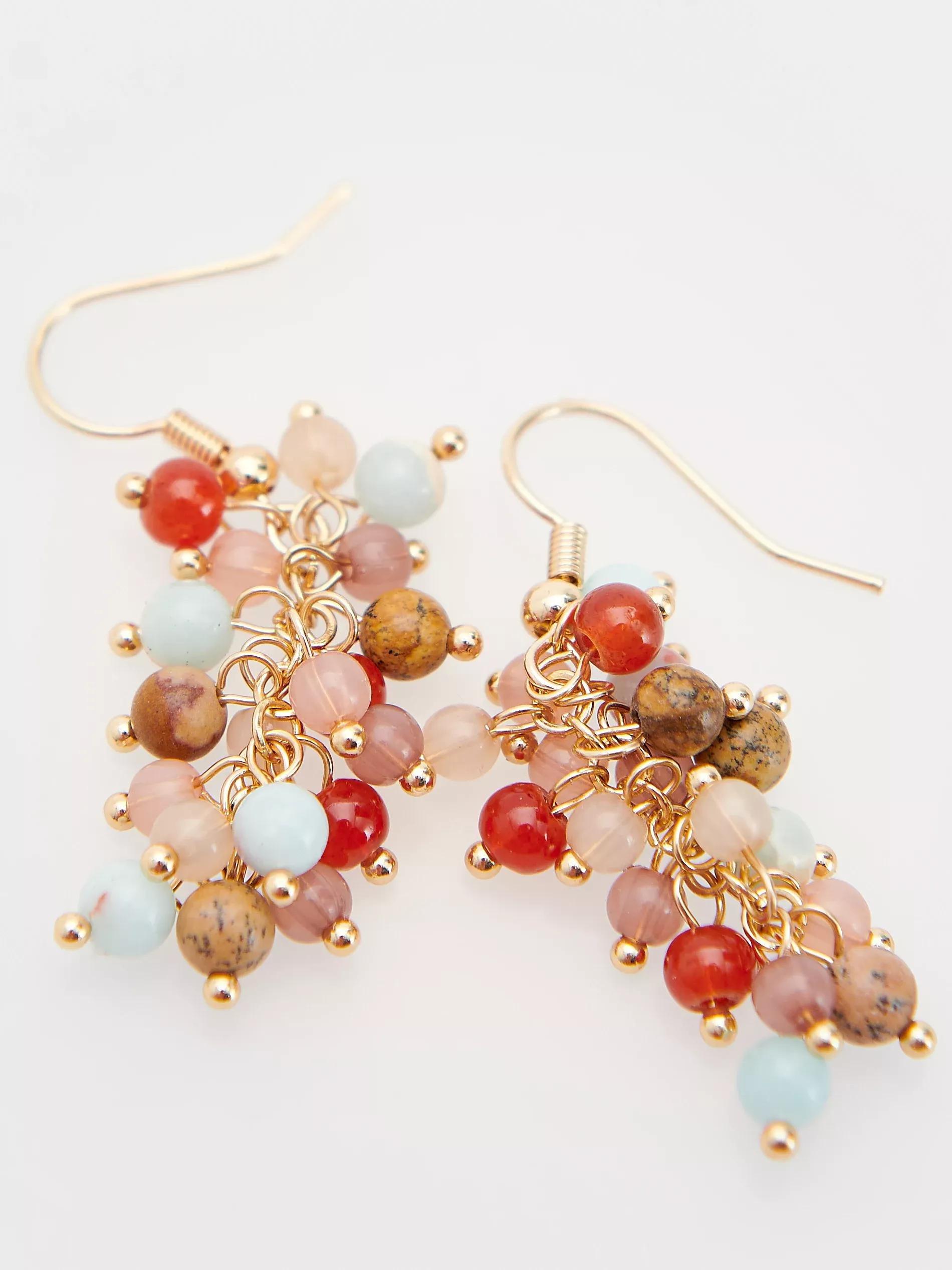 Multicolour Dangle Earrings With Beads, Multicolor, medium