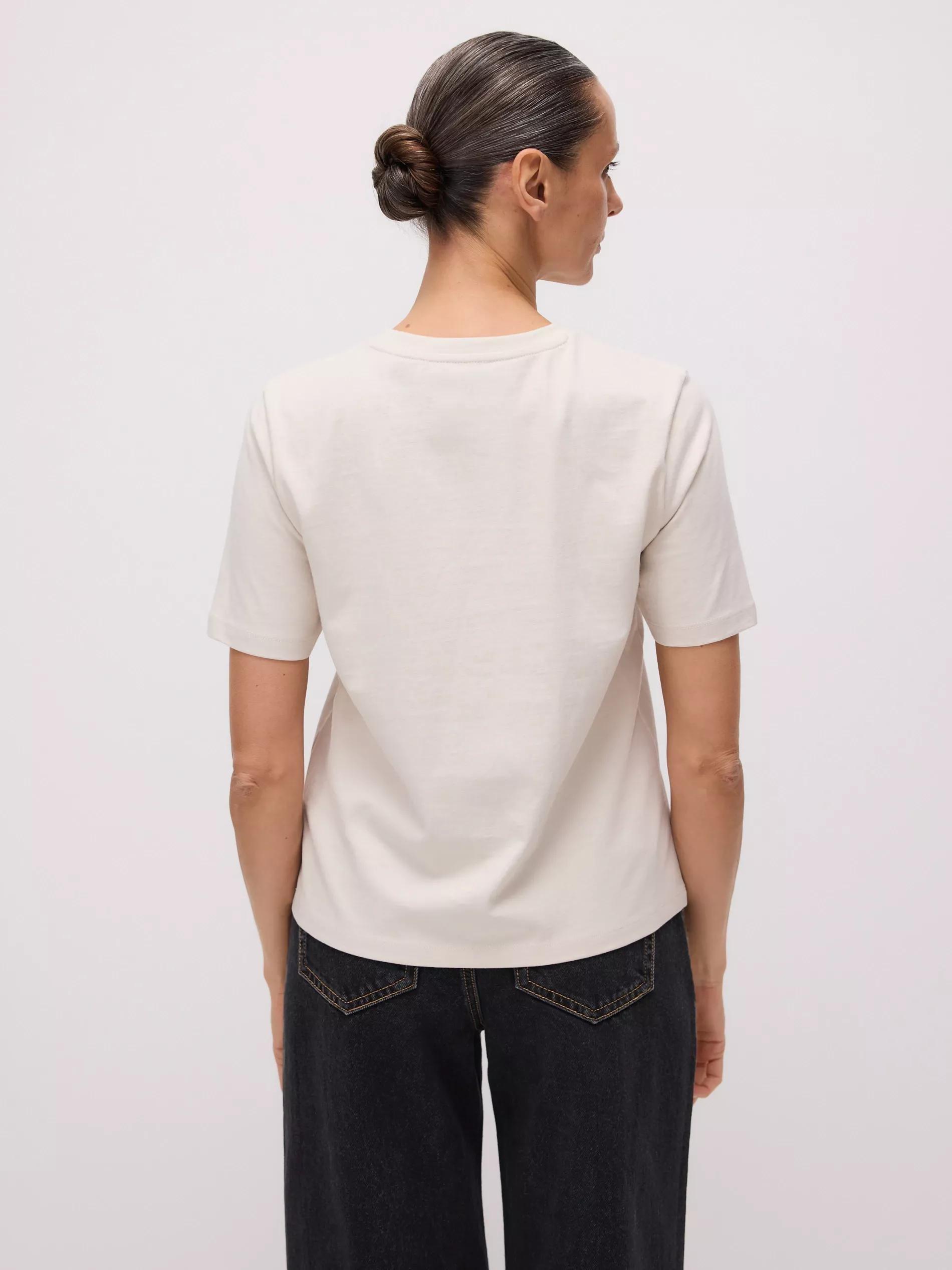Beige Printed Cotton T-Shirt, , large image number 3