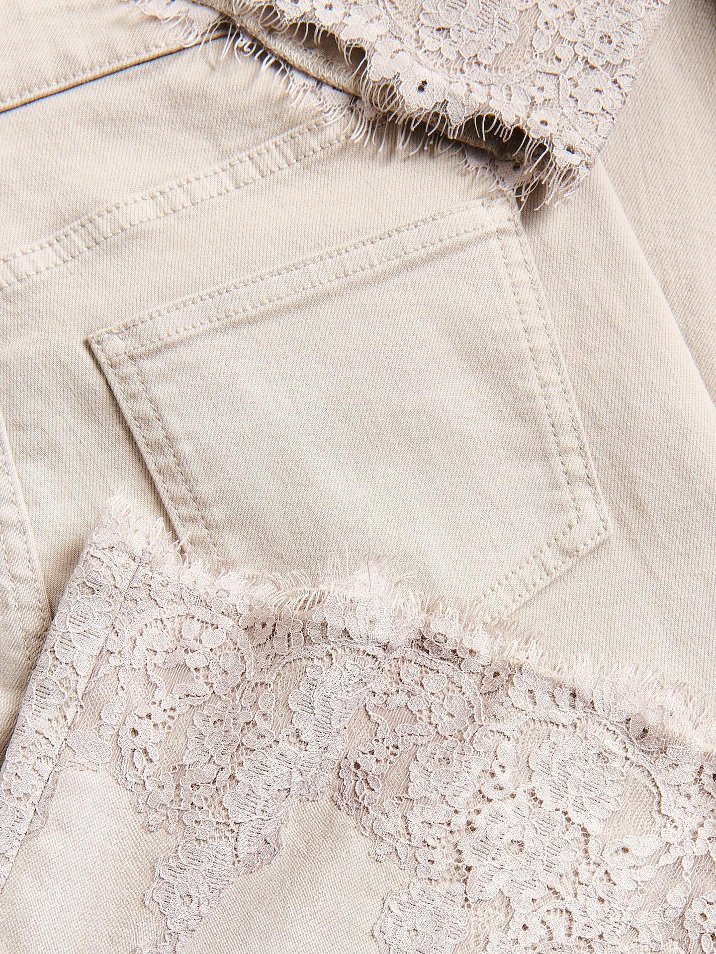 Beige Straight Jeans With Embroidery Detailing, Beige, large image number 3