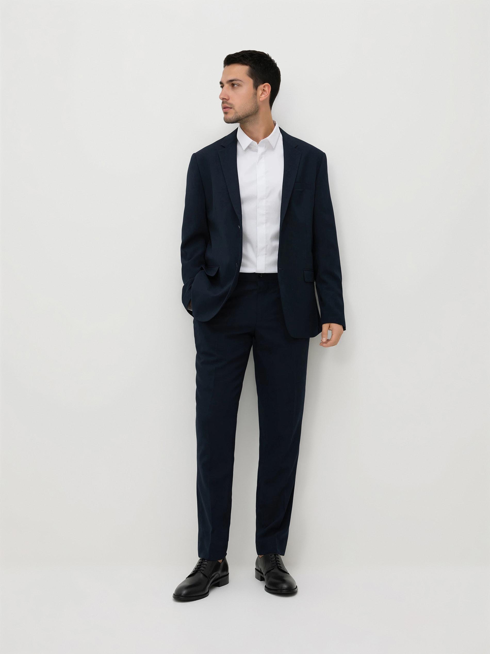 Navy Slim Fit Suit Trousers, Navy, large image number 0