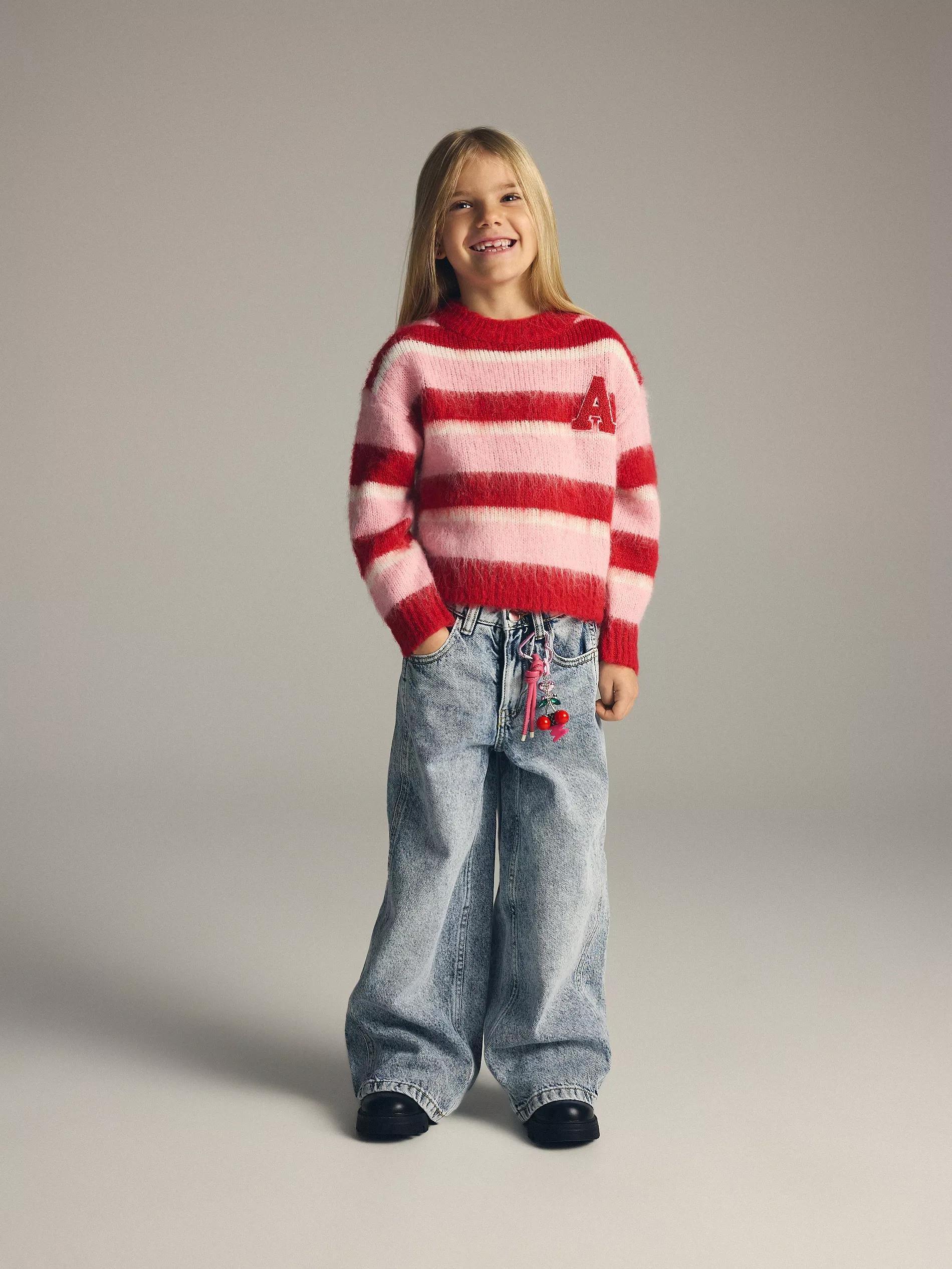 Multicolour Knitted Sweater With Wool Blend, Multicolor, medium