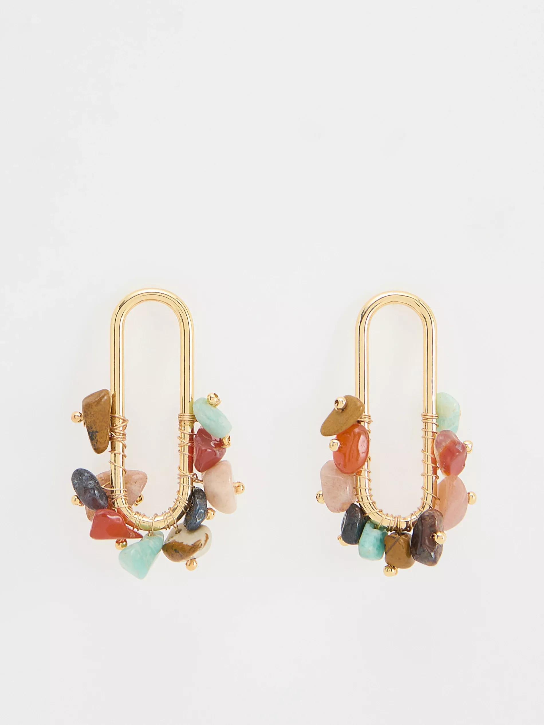 Multicolour Stone Detail Earrings, Multicolor, large image number 0