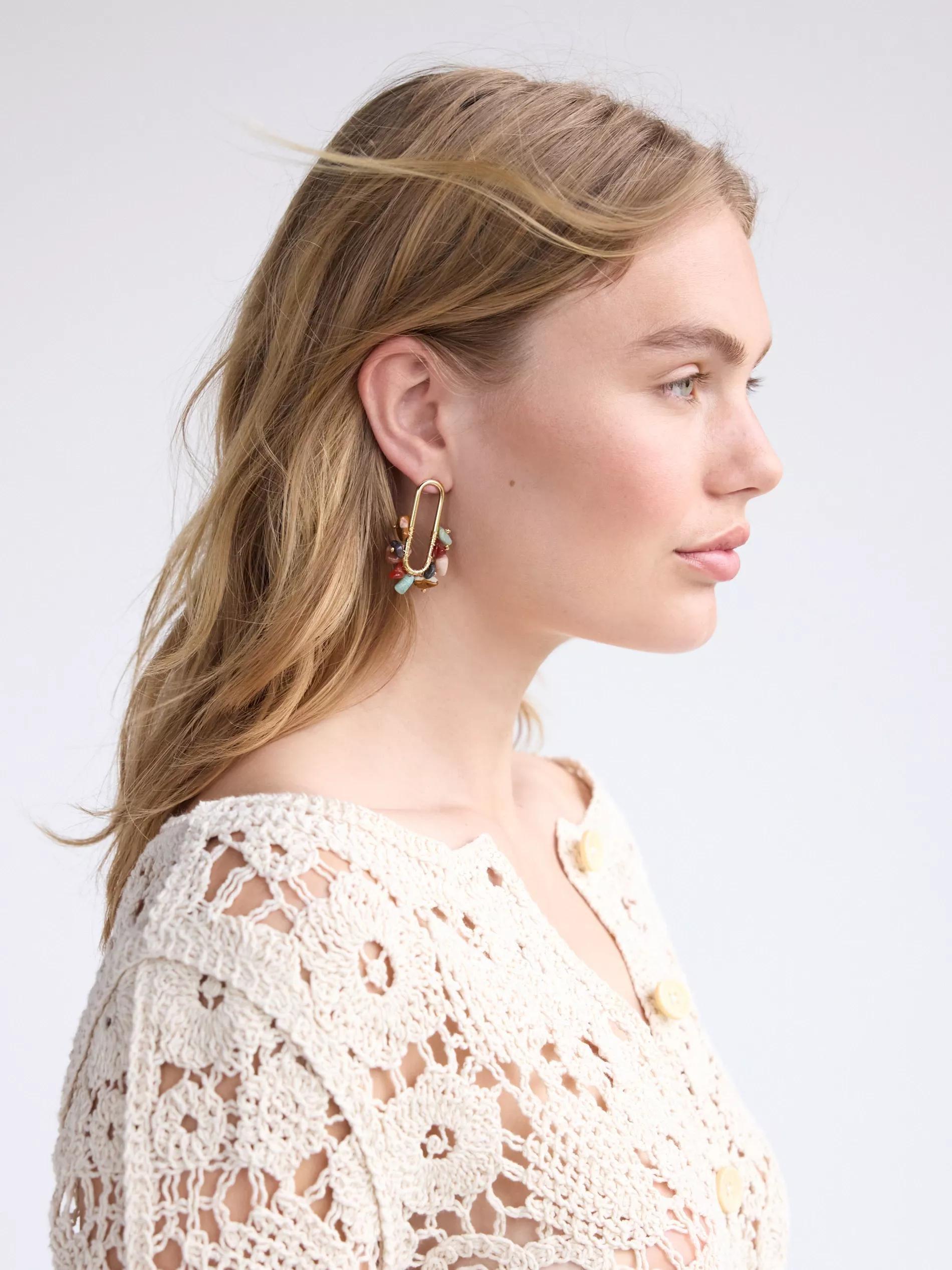 Multicolour Stone Detail Earrings, Multicolor, large image number 0