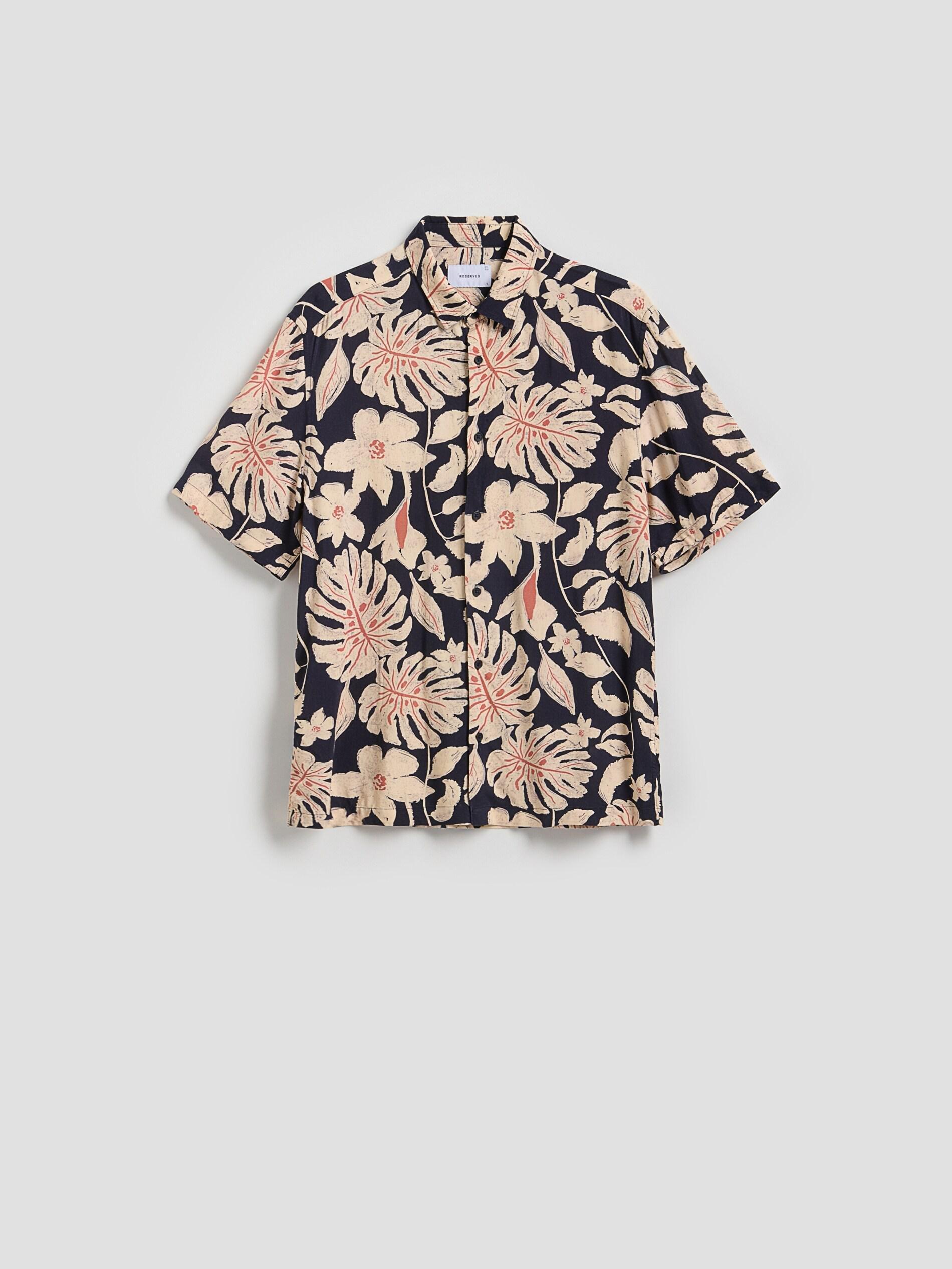 قميص بقصة مريحة فيسكوز كحلي, Navy, medium