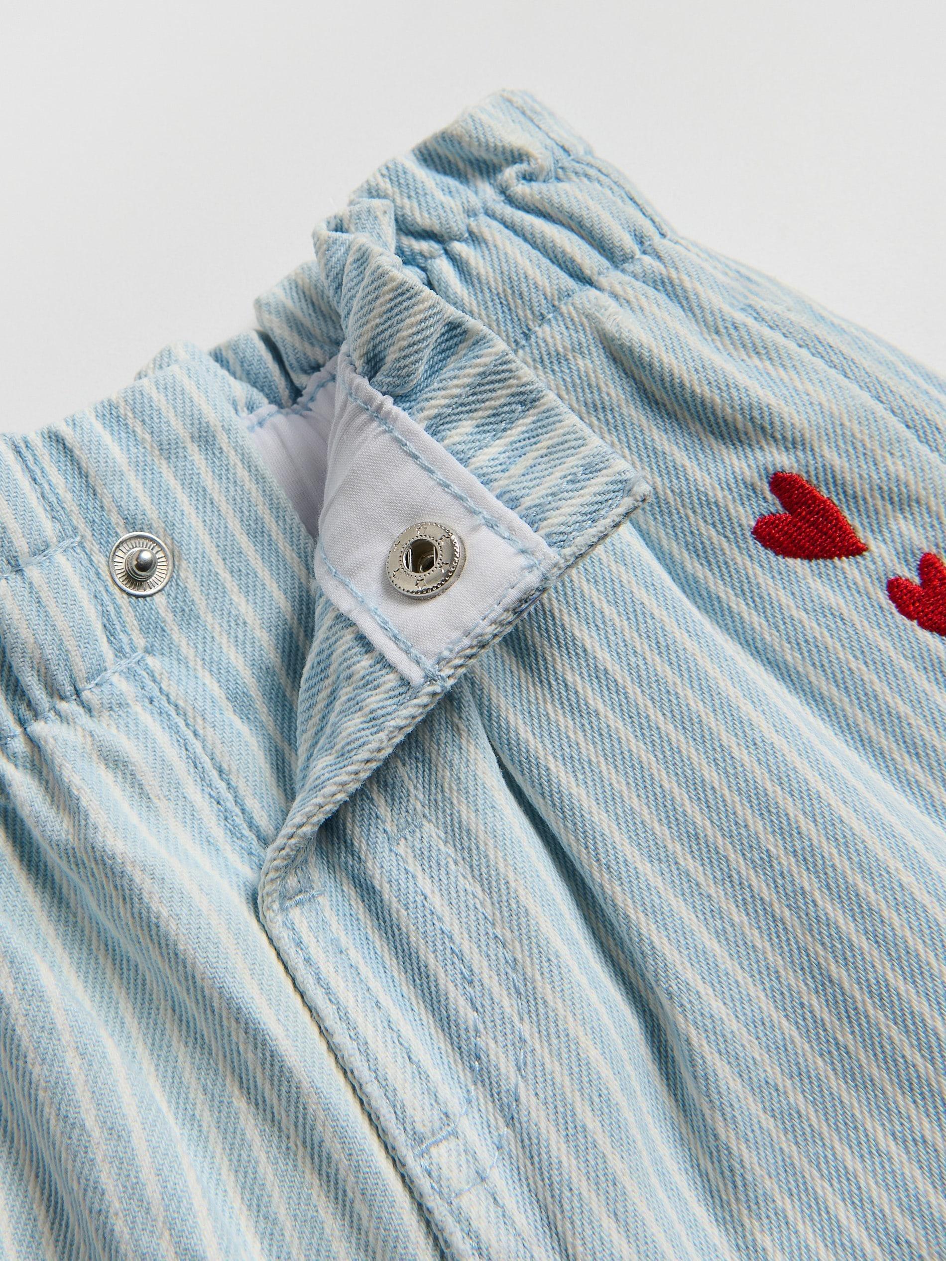 Blue Striped Baggy Jeans, Blue, large image number 3