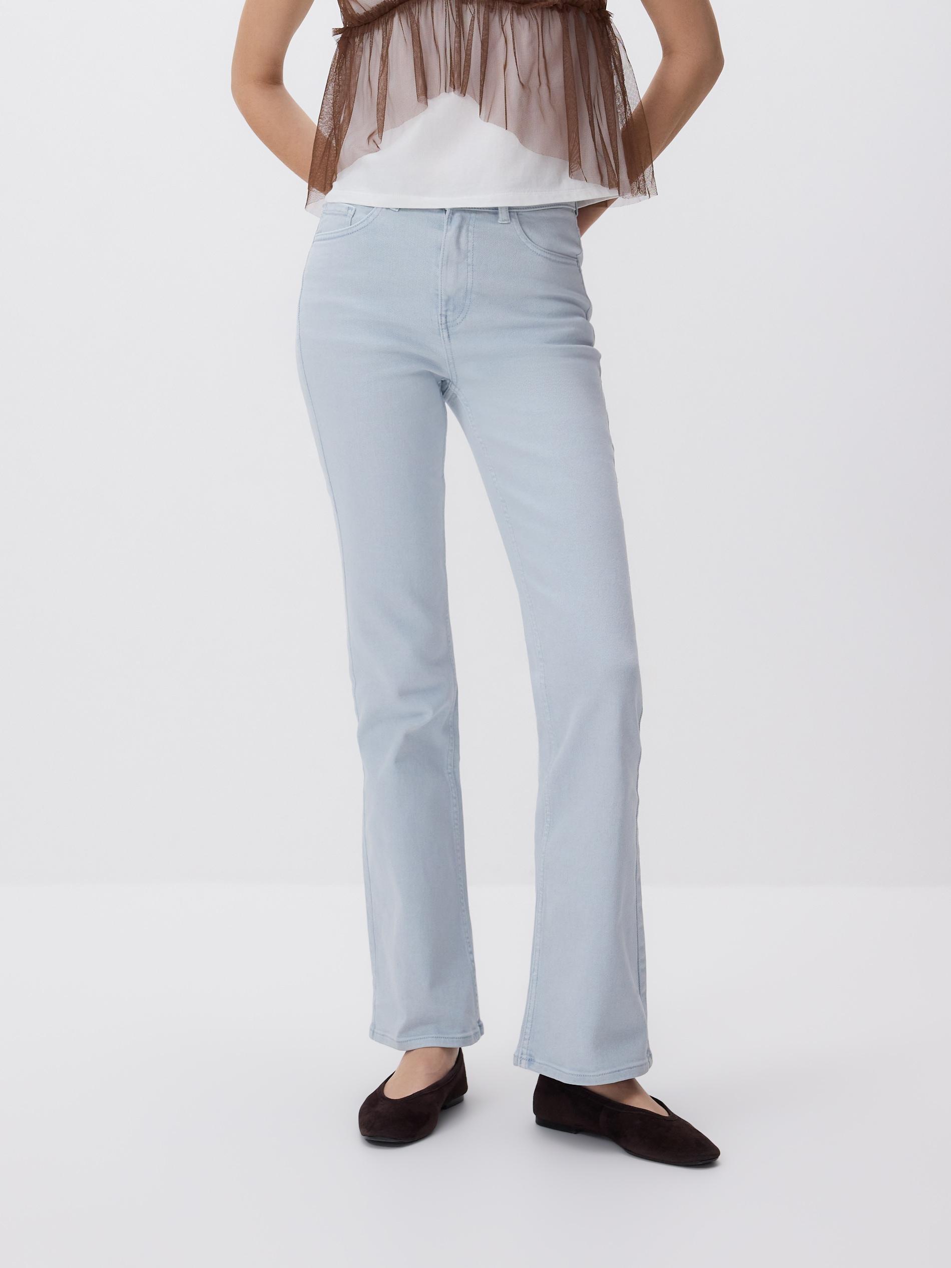 Blue High Waist Flare Jeans, Blue, large image number 0