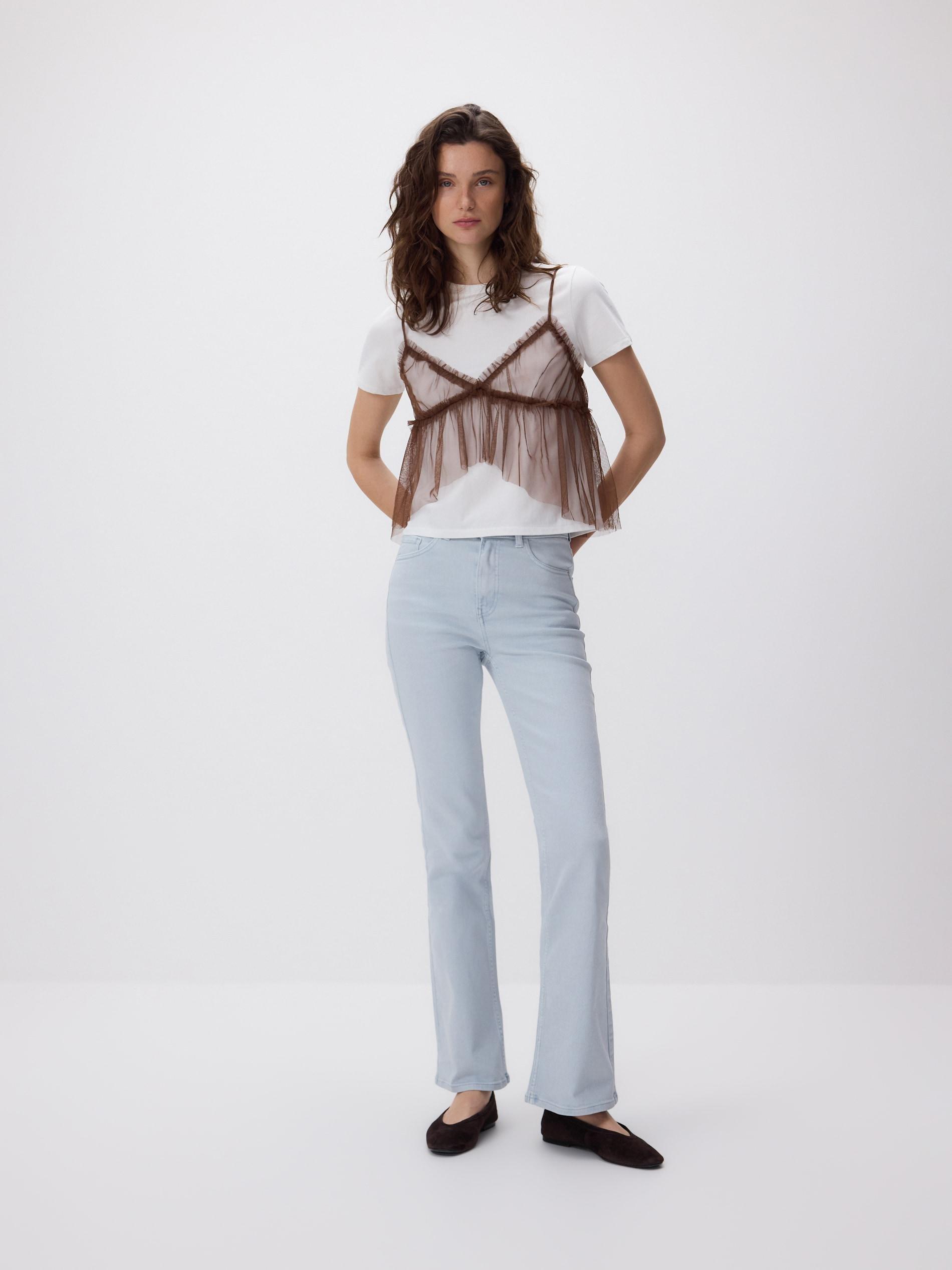 Blue High Waist Flare Jeans, Blue, large image number 1