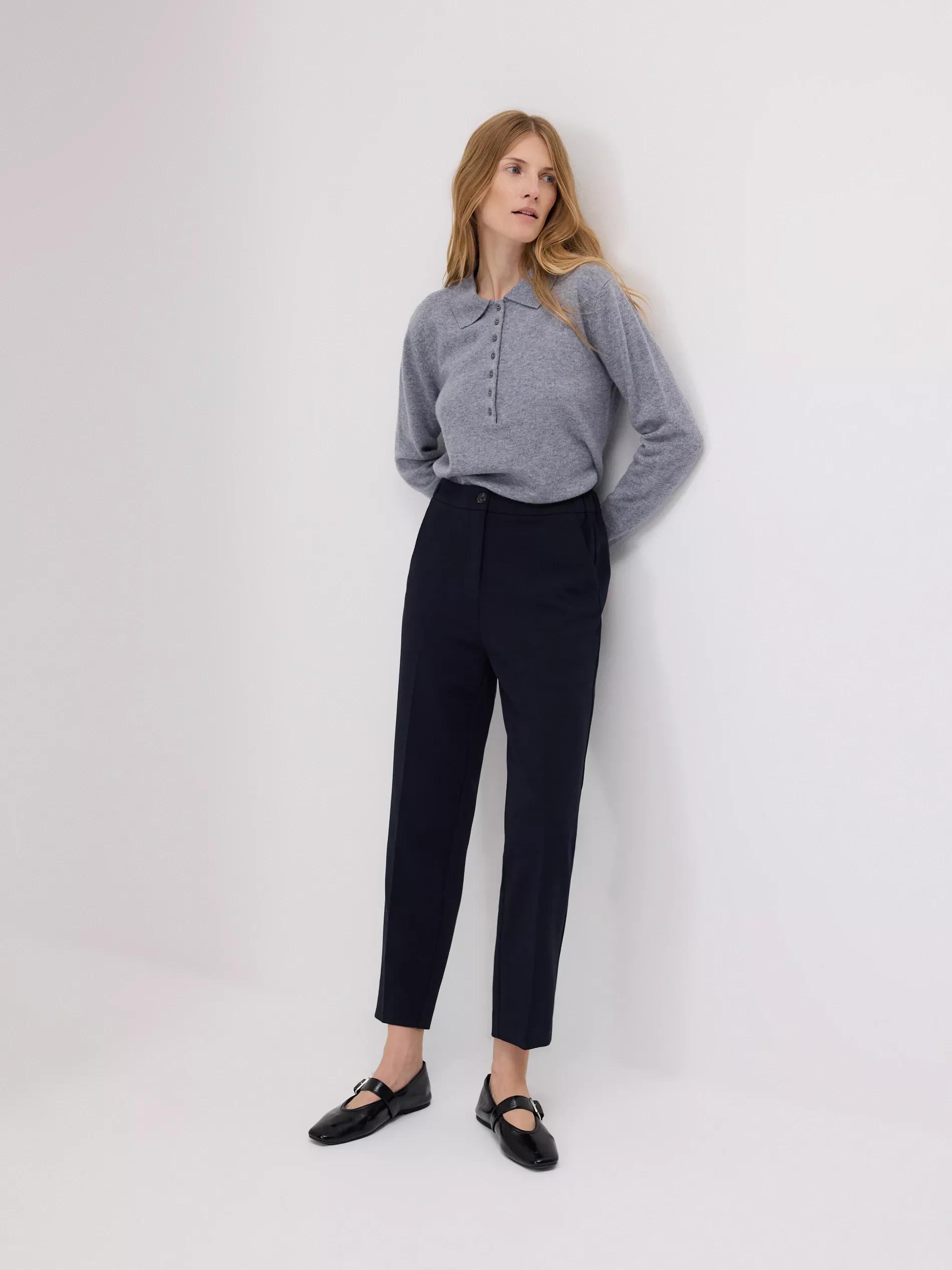 NAVY Creased cigarette trousers, Navy, medium