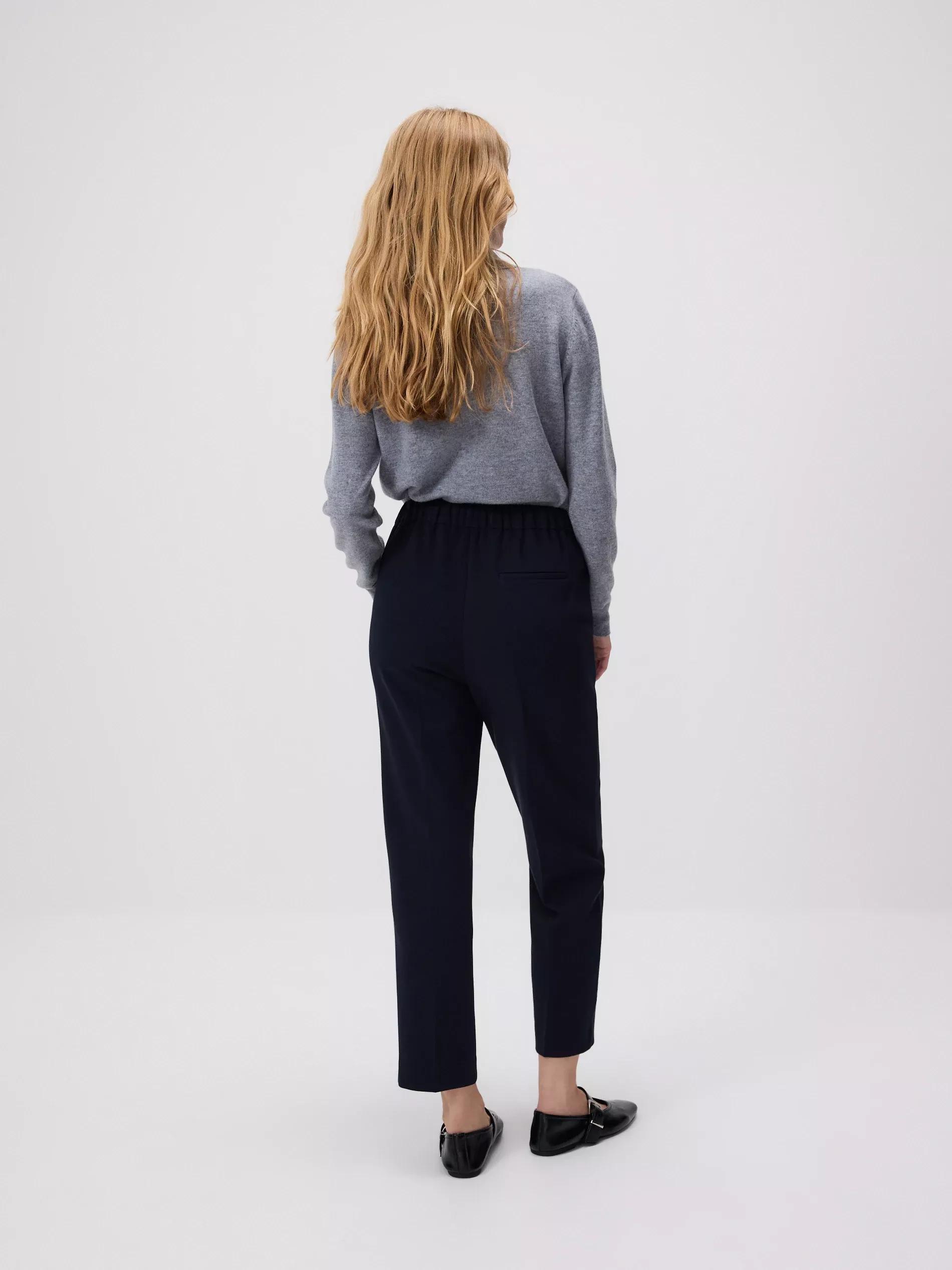Navy Creased Cigarette Trousers, Navy, large image number 3