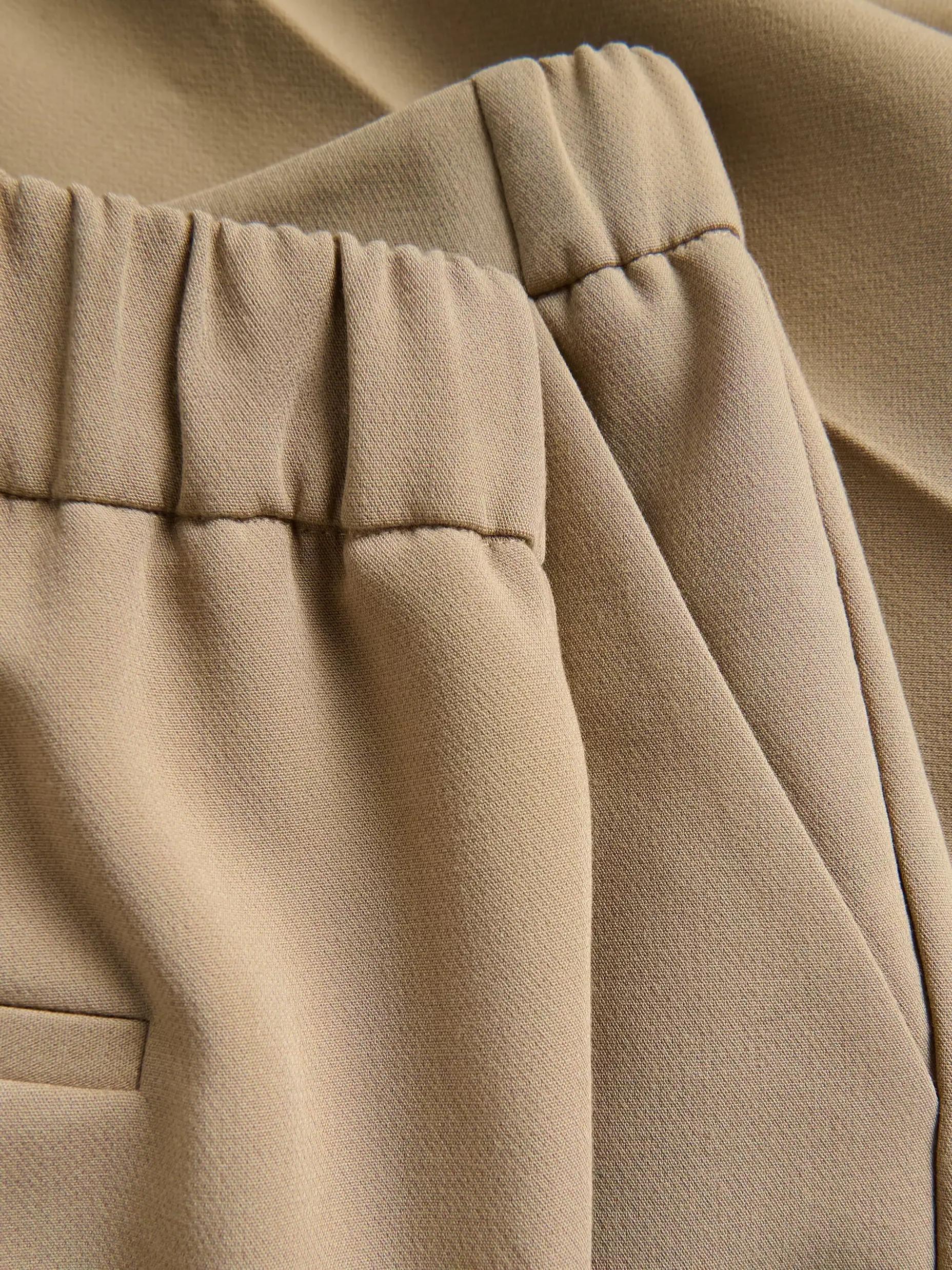 Beige Creased Cigarette Trousers, , large image number 1