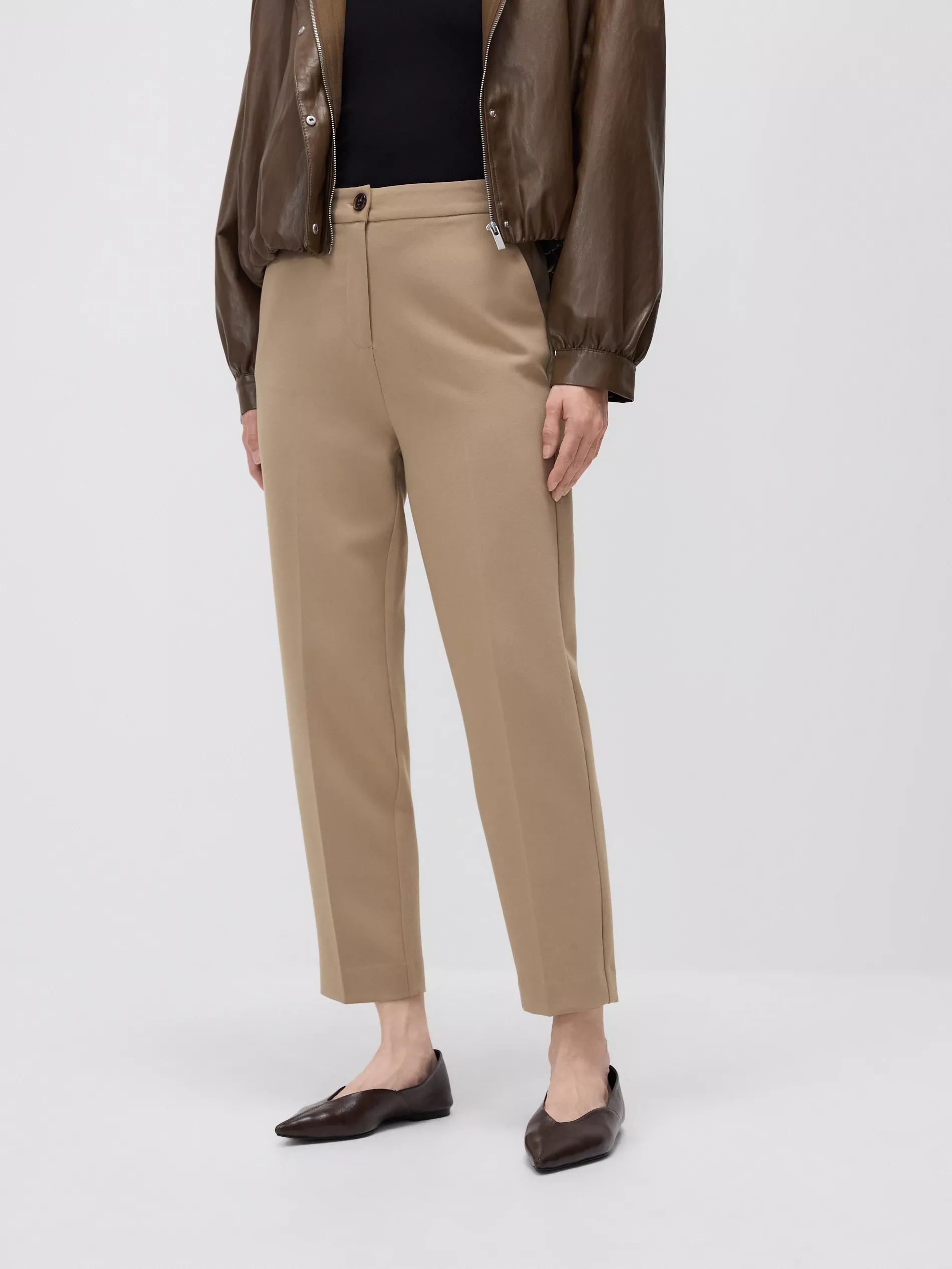 بنطال بكسر مكوي سيجارة بيج, Beige, medium