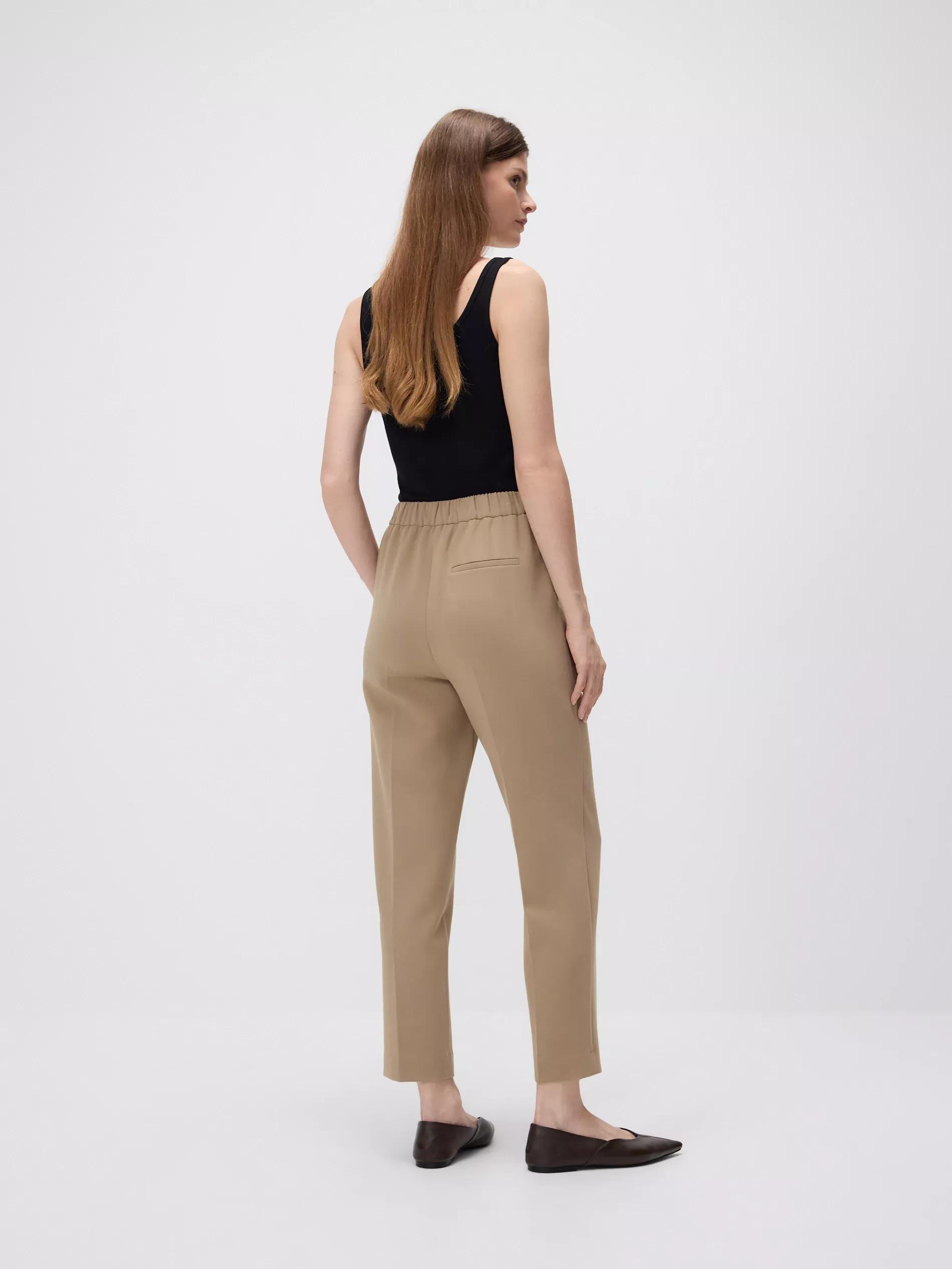 Beige Creased Cigarette Trousers, Beige, large image number 3