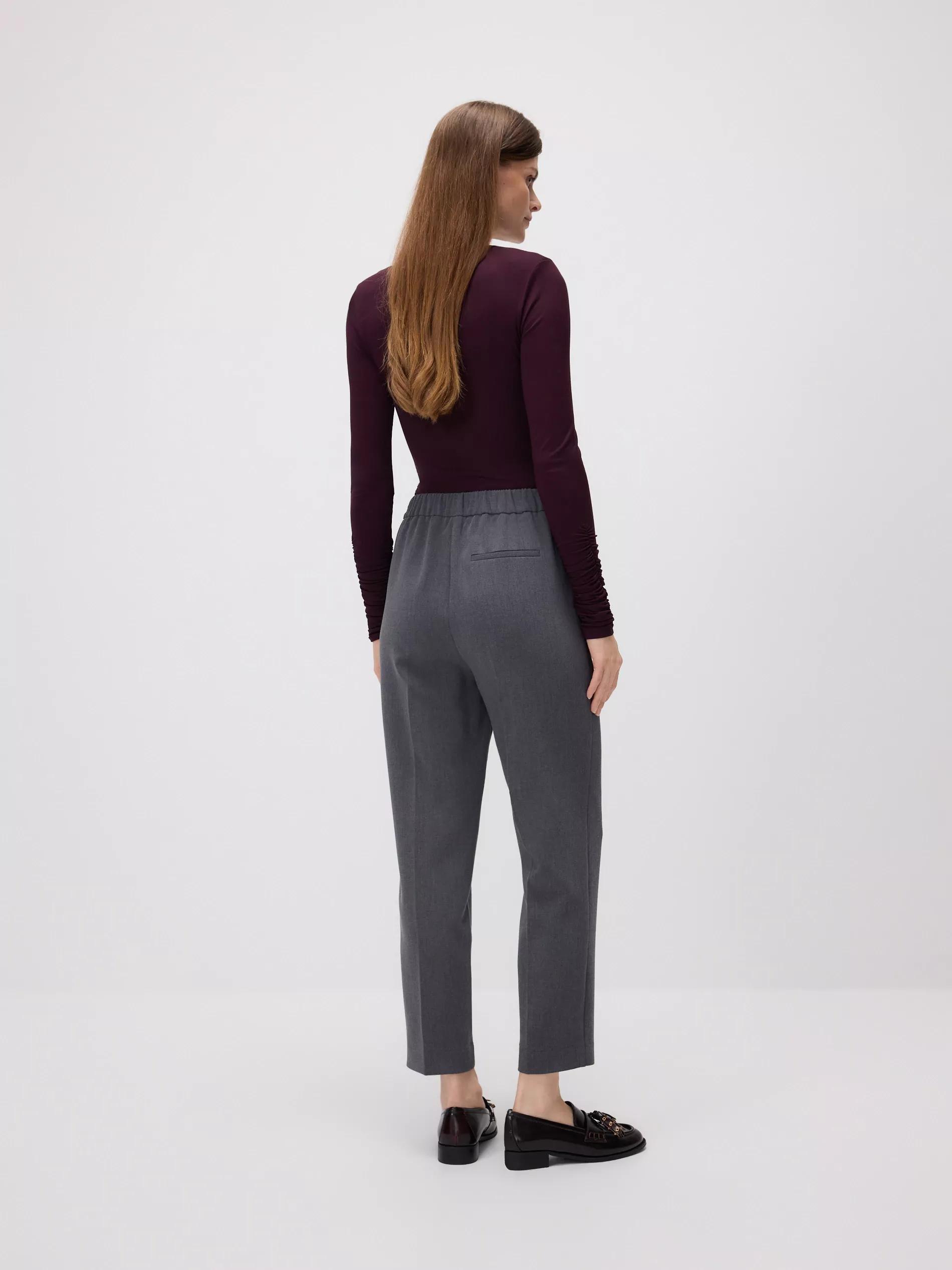 Grey Creased Cigarette Trousers, Grey, large image number 3