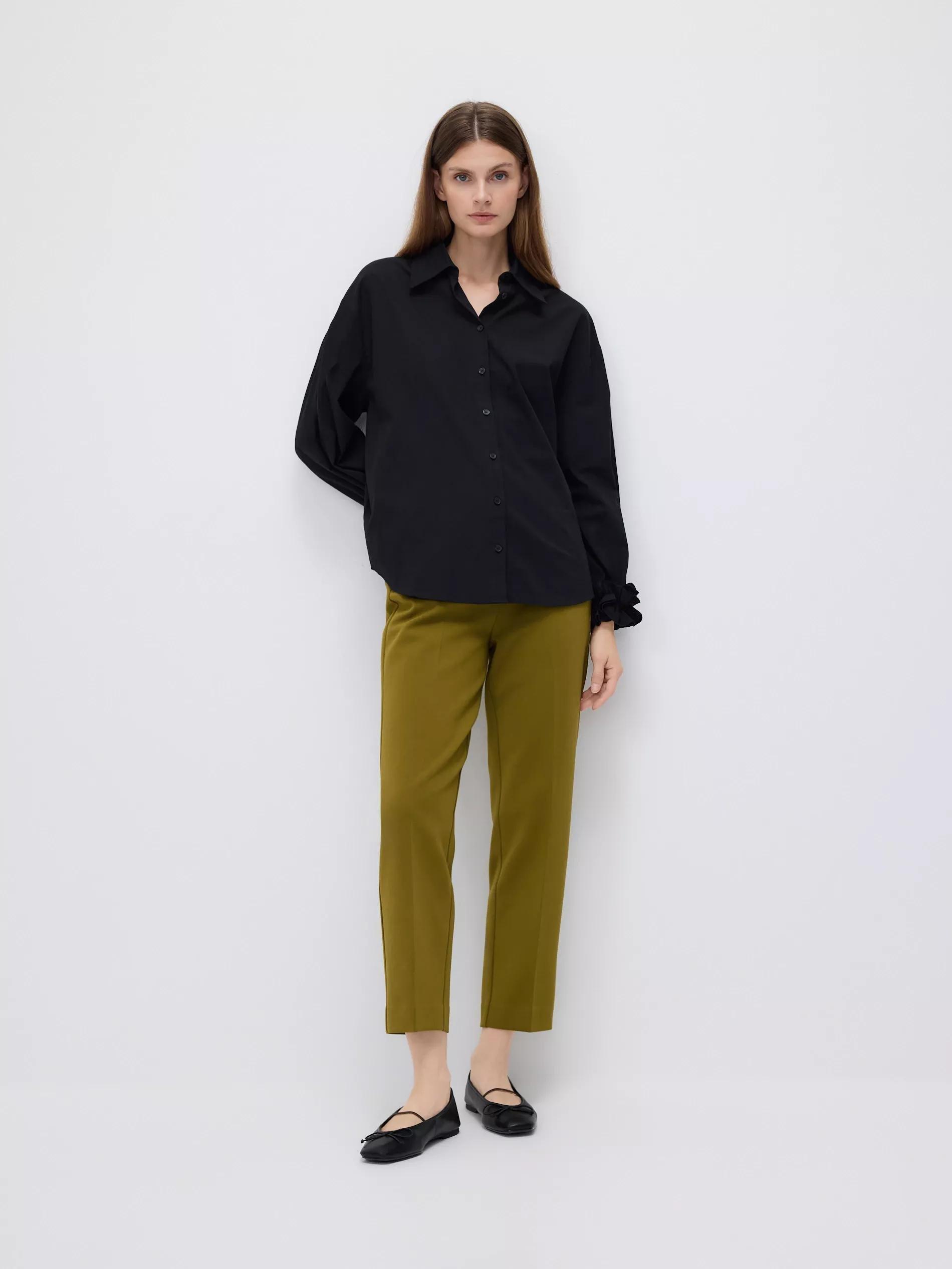 Green Creased Cigarette Trousers, Khaki, medium