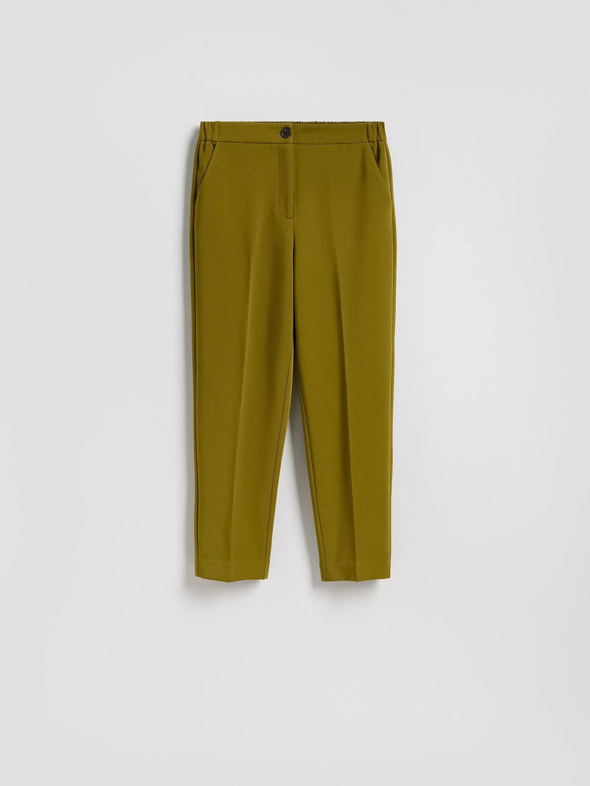 Green Creased Cigarette Trousers, Khaki, large image number 4