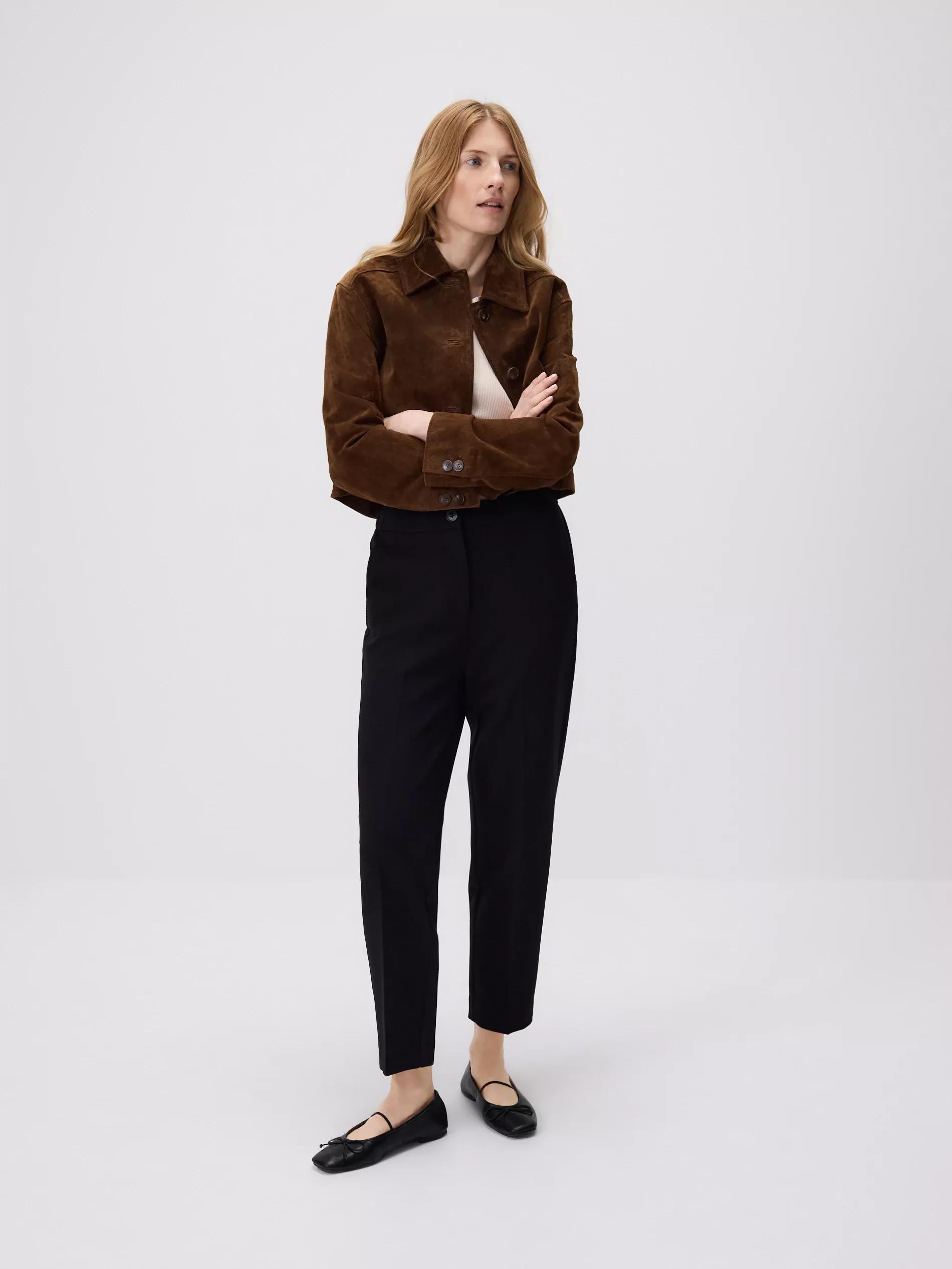Black Creased Cigarette Trousers, , large image number 0