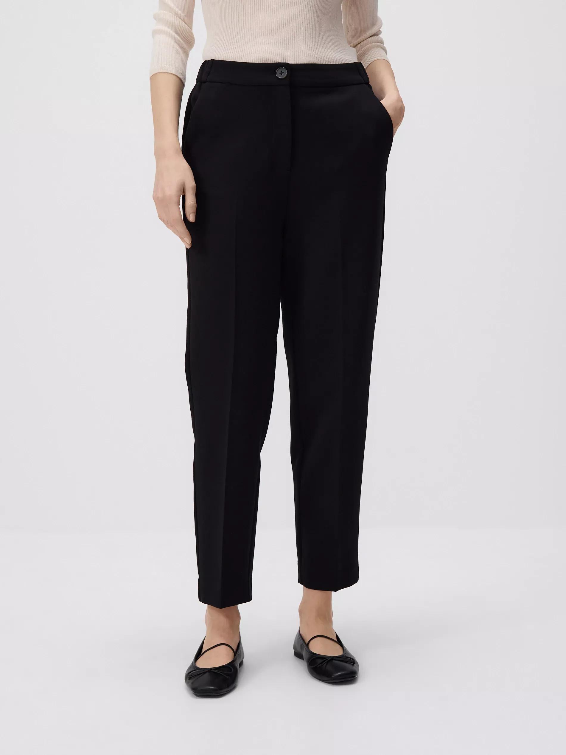 Black Creased Cigarette Trousers, , large image number 1