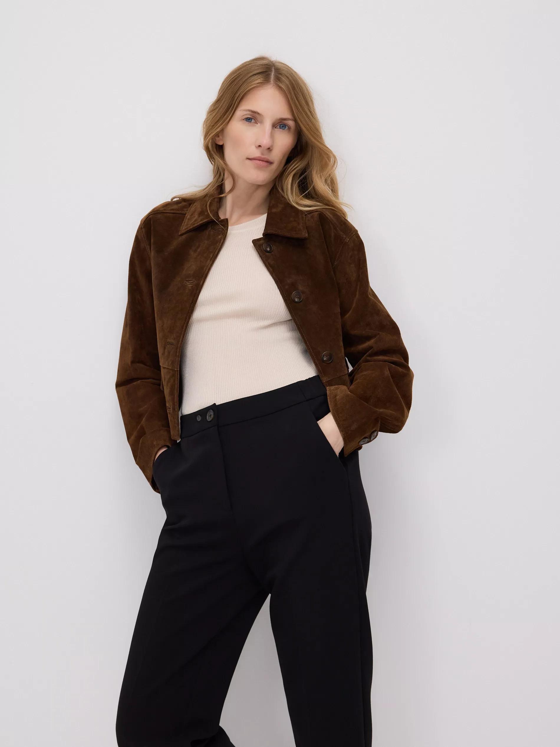 Black Creased Cigarette Trousers, , large image number 2