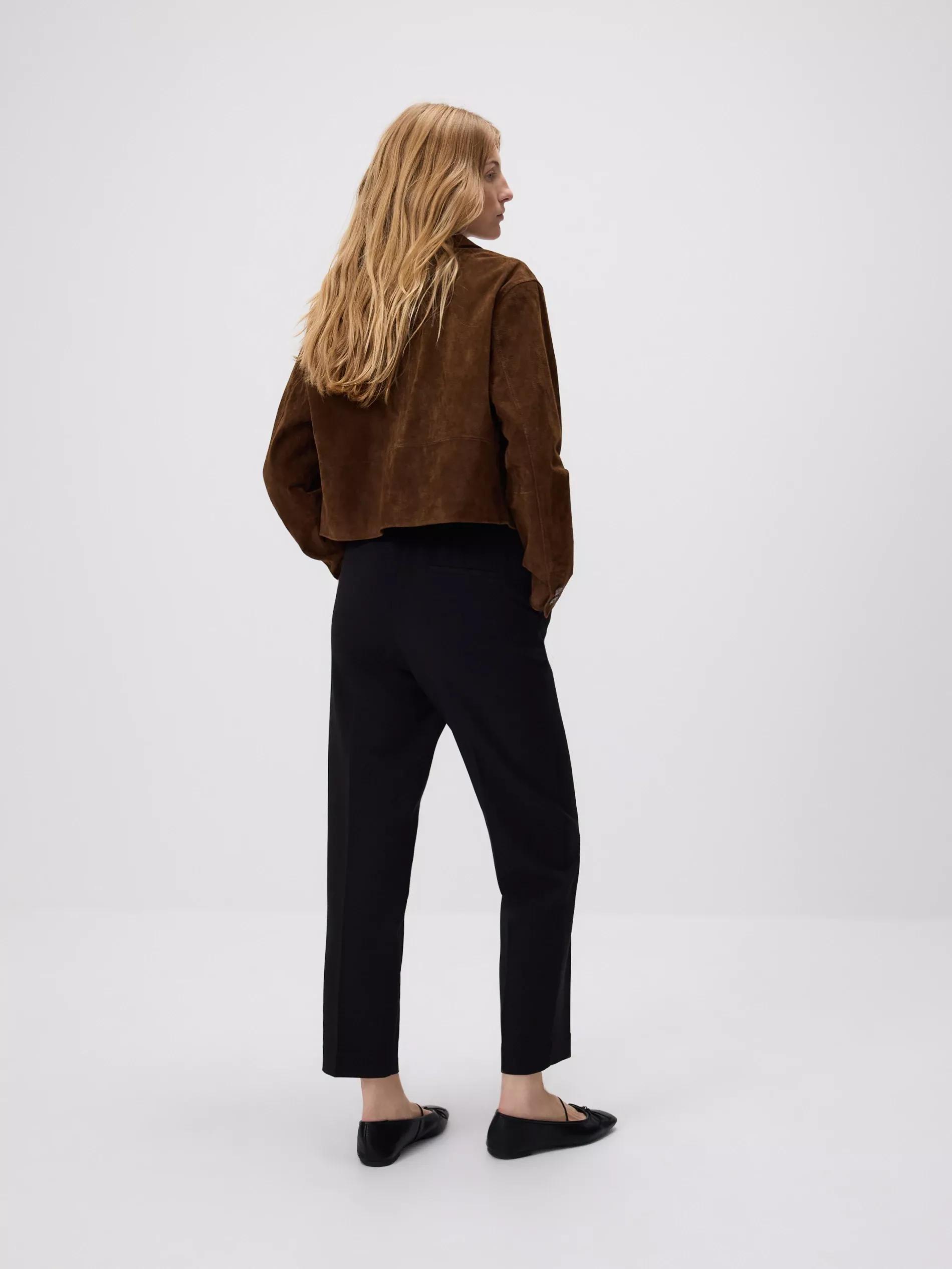 Black Creased Cigarette Trousers, , large image number 3