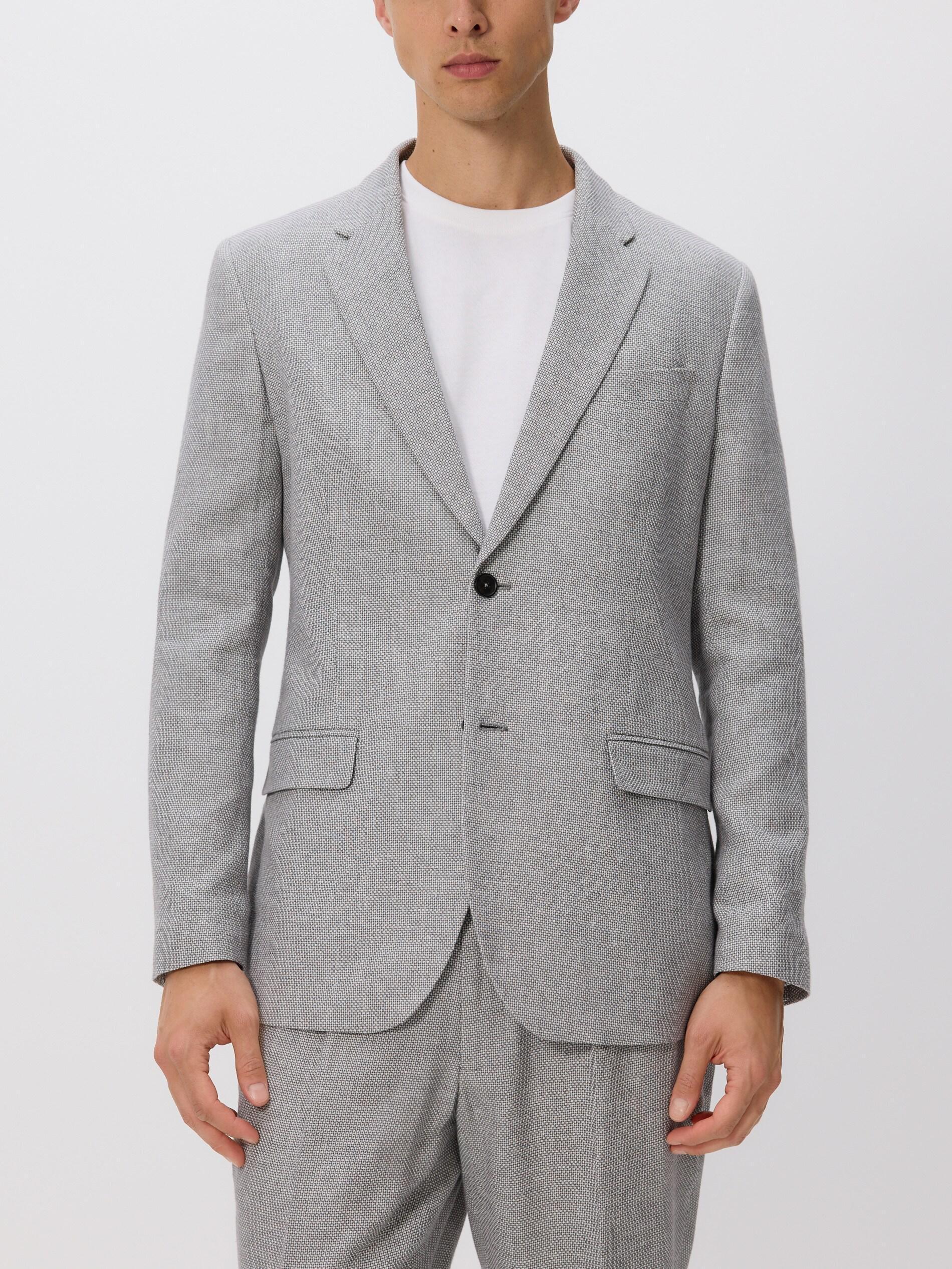 بليزر بقصة ضيقة خليط كتان رمادي فاتح, Light grey, medium