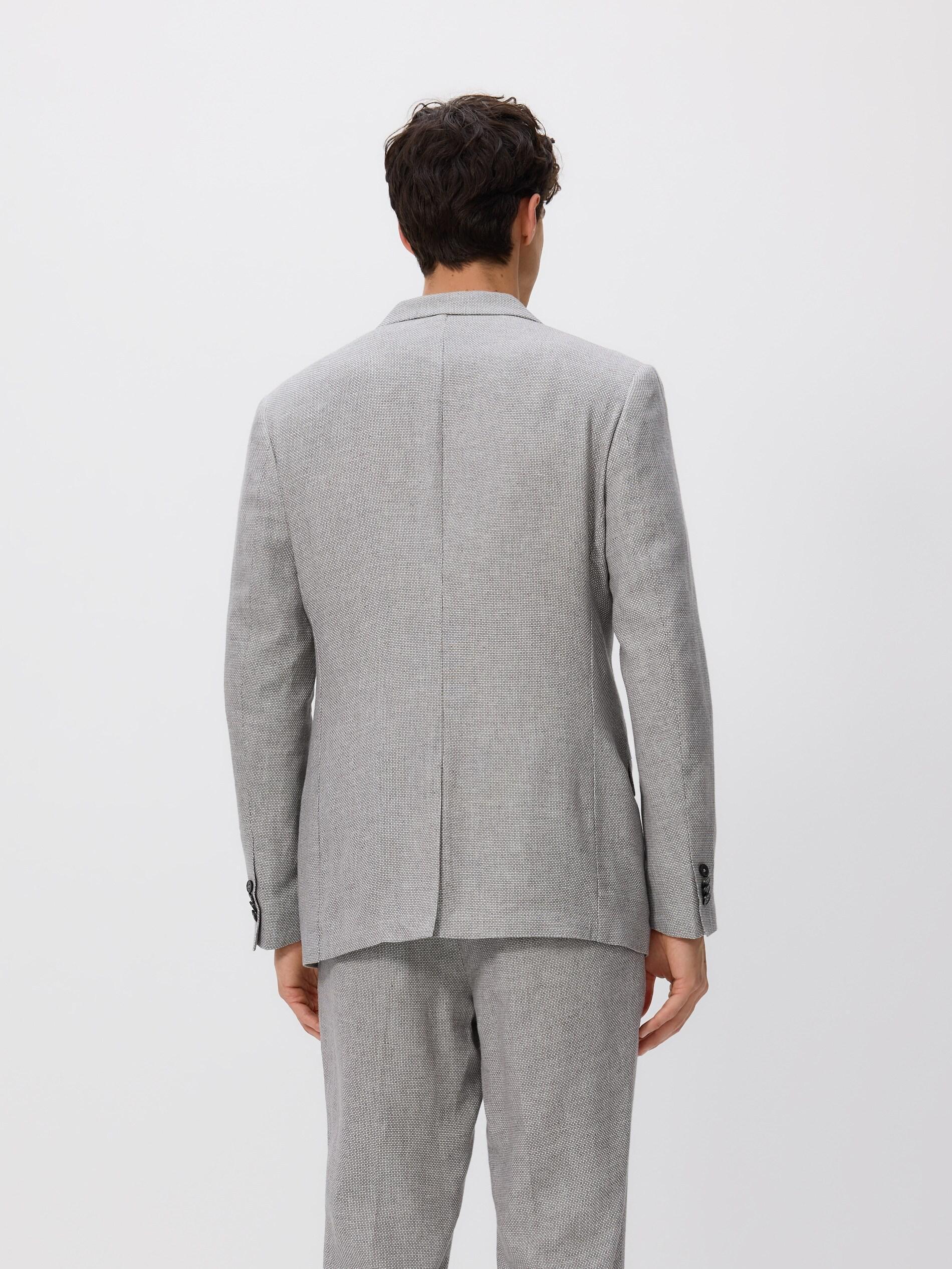 بليزر بقصة ضيقة خليط كتان رمادي فاتح, Light grey, large image number 4