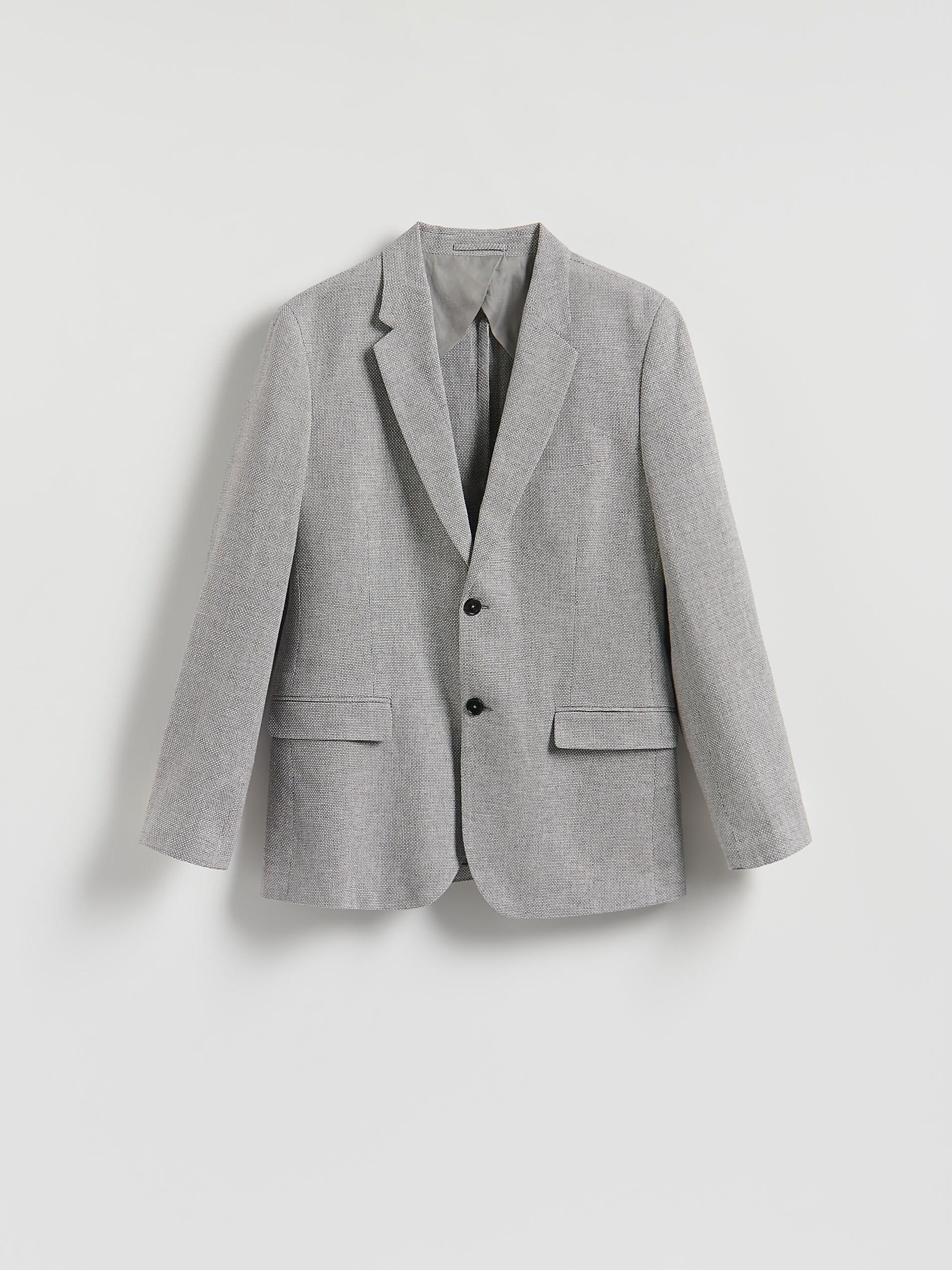 بليزر بقصة ضيقة خليط كتان رمادي فاتح, Light grey, large image number 5