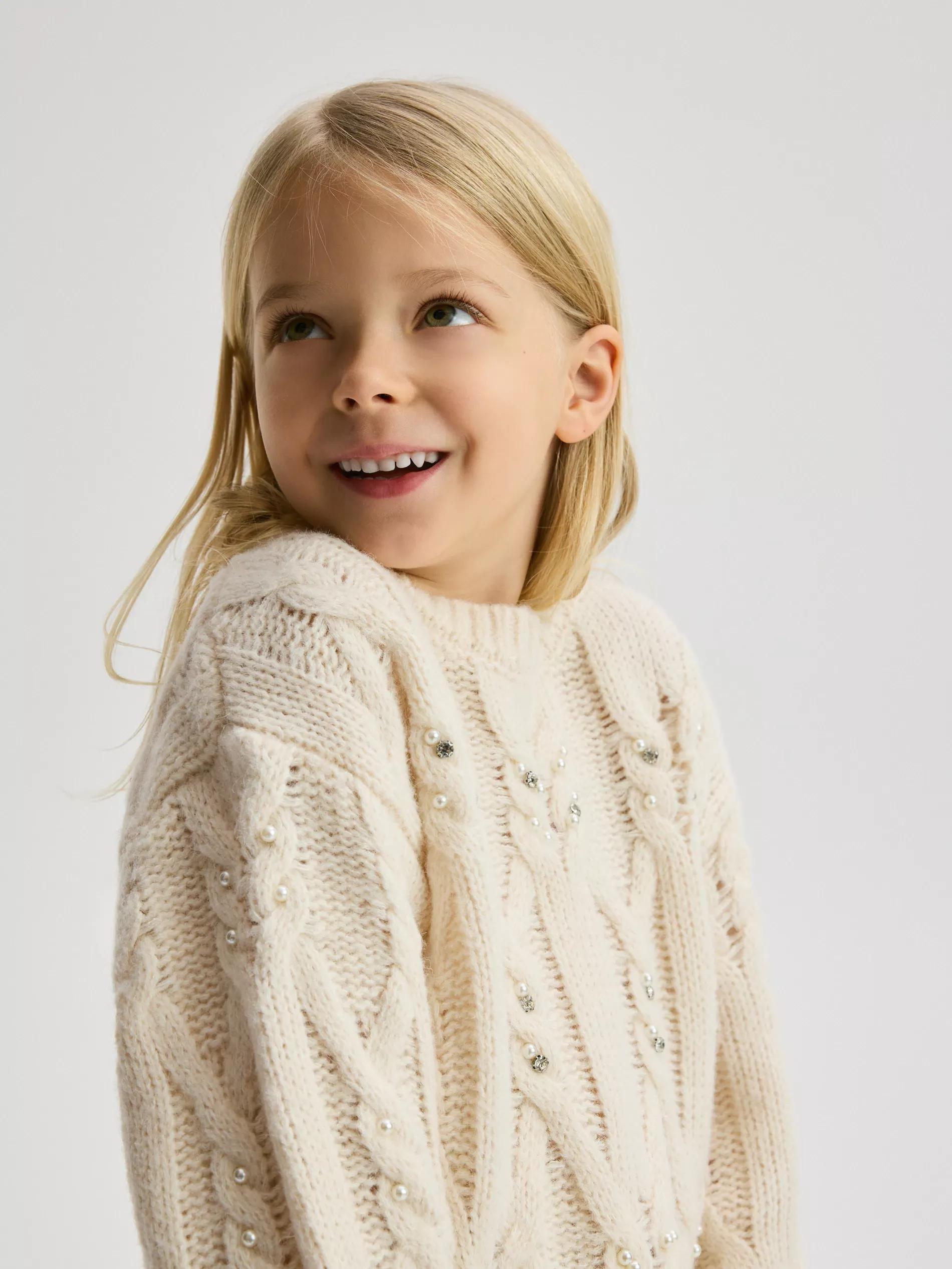 Cream Wool-Blend Jumper, Ivory, large image number 1