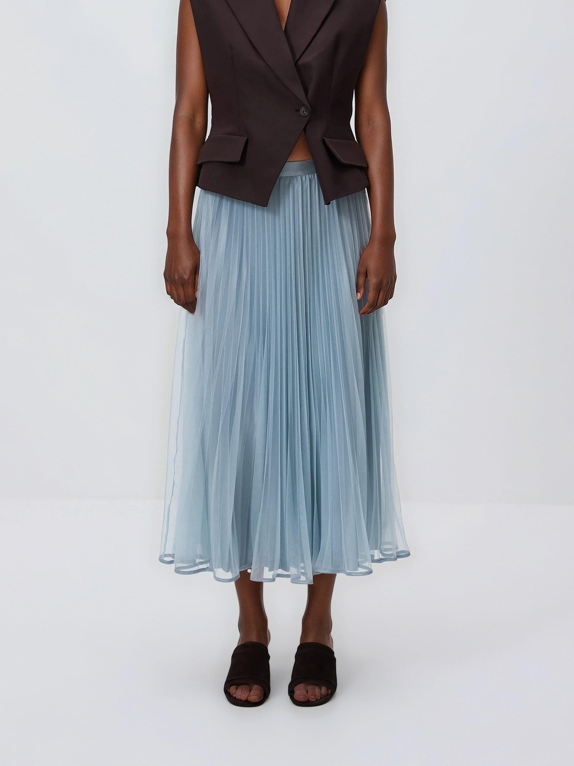 Blue Midi Skirt, Blue, large image number 0