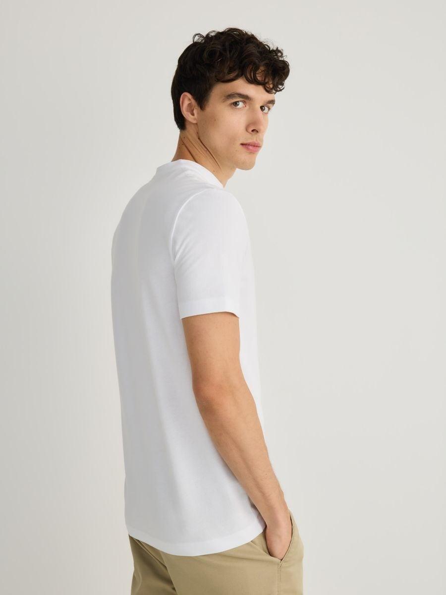 White Regular Polo Shirt With Stand-Up Collar, , large image number 2