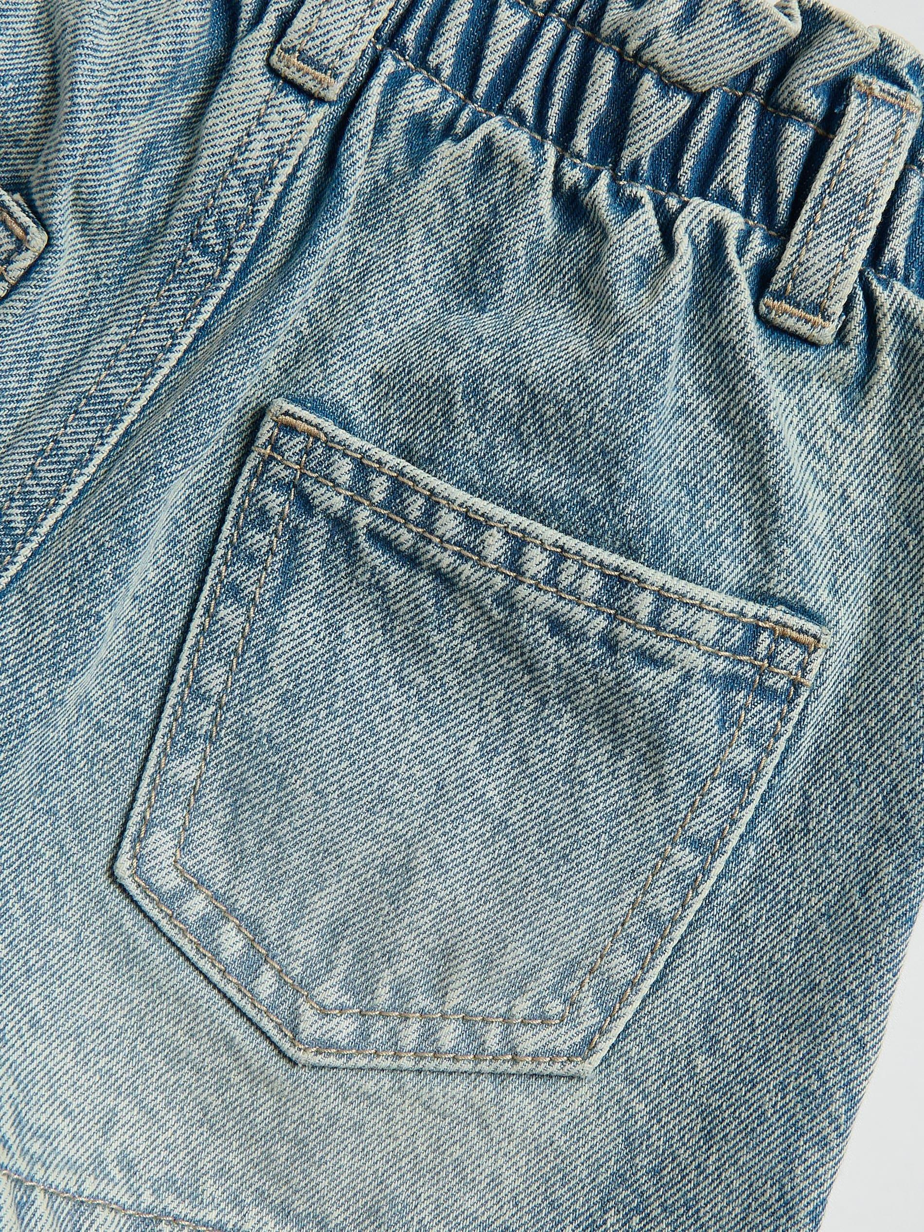 Blue Denim Shorts With Bow, Blue, large image number 3