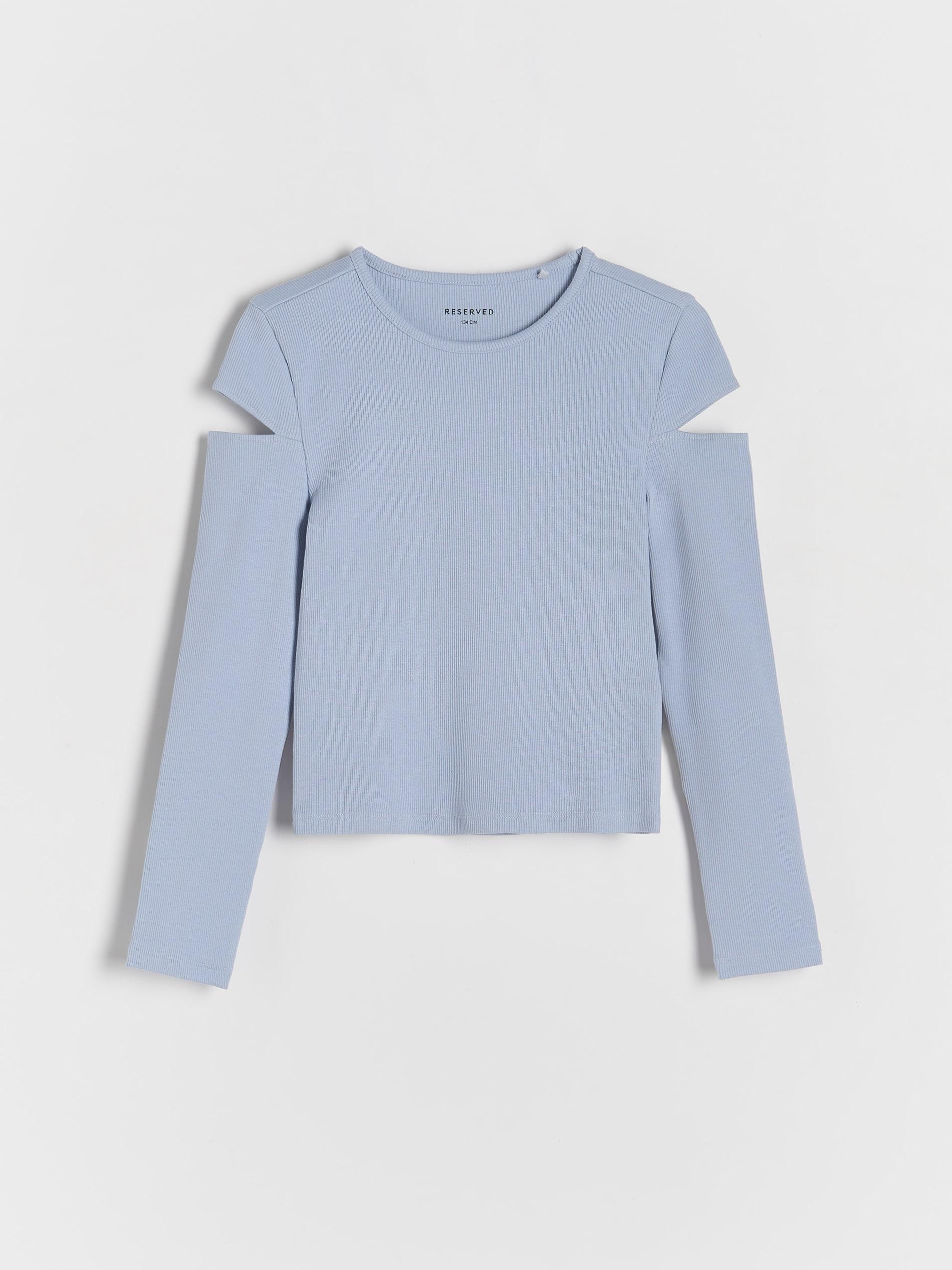 Blue T-Shirt With Cutouts On The Sleeves, , large image number 0