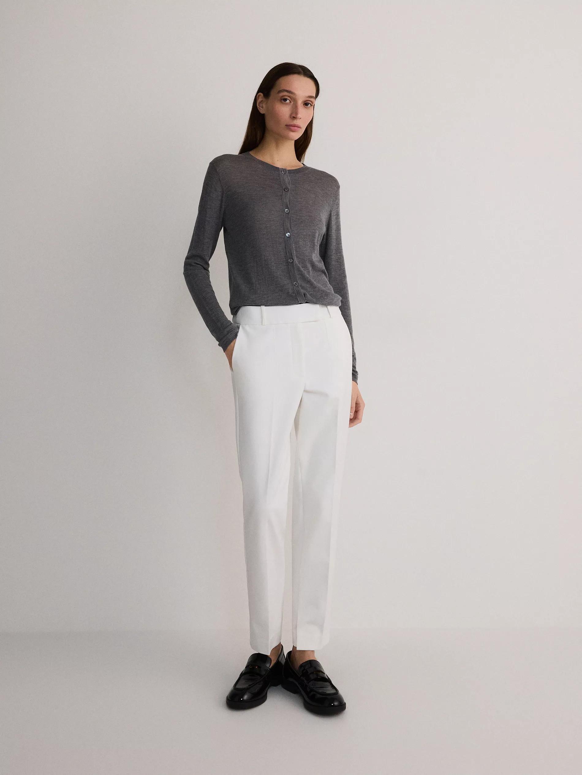 White Cigarette Pants With Pressed Stripe, , large image number 0