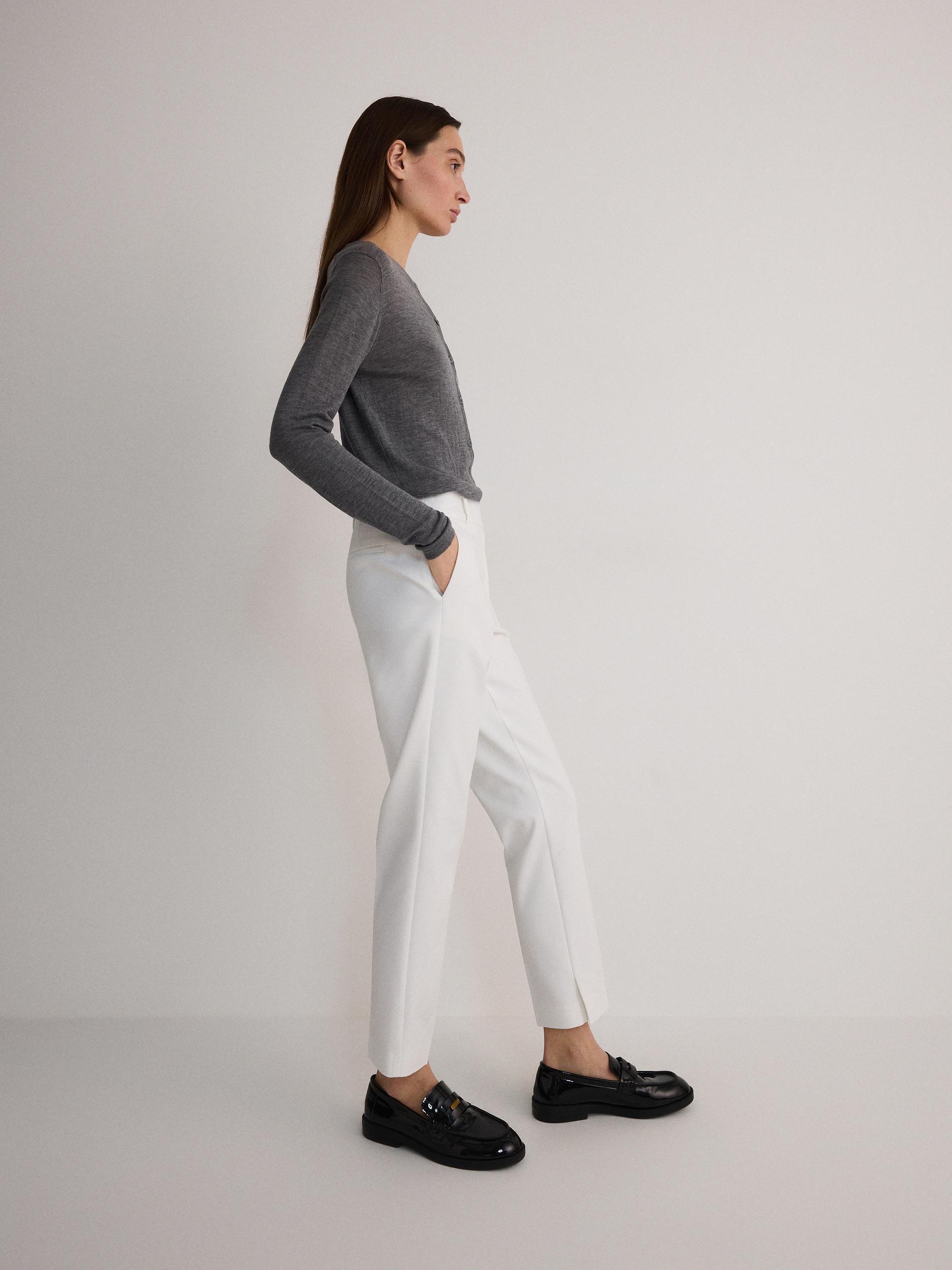 White Cigarette Pants With Pressed Stripe, , large image number 1