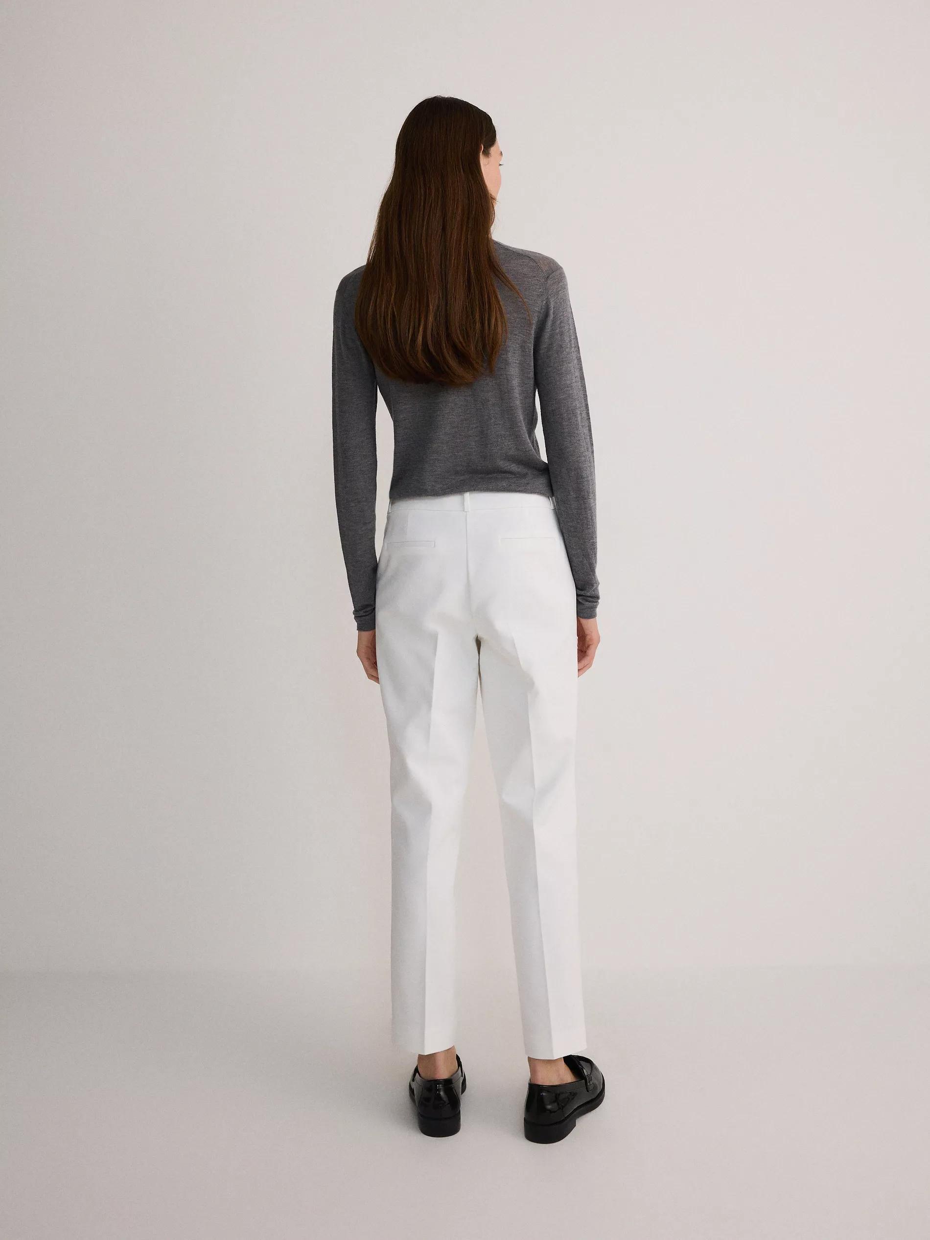 White Cigarette Pants With Pressed Stripe, , large image number 3