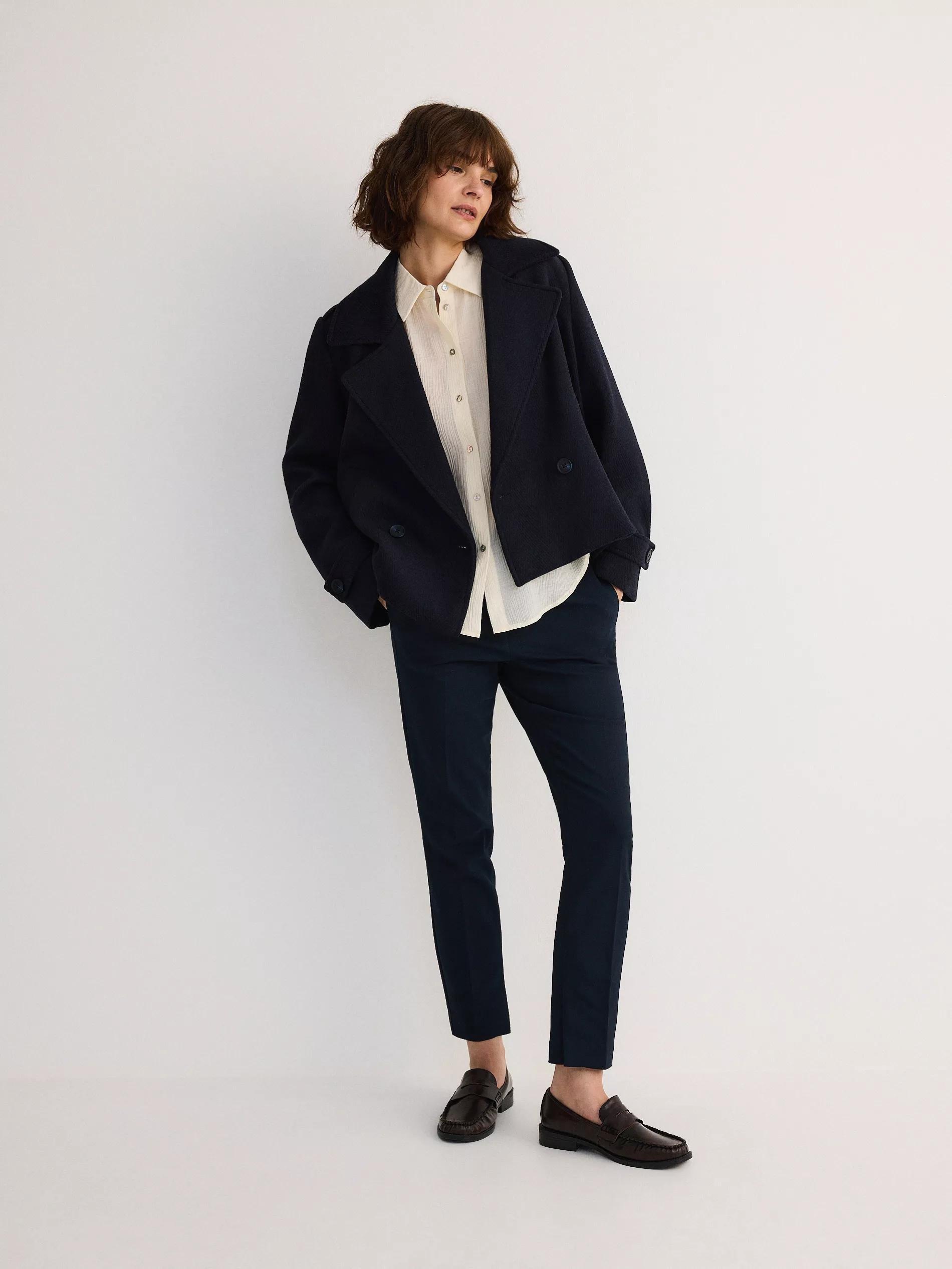 Blue Cigarette Pants With Printed Stripe, , large image number 0