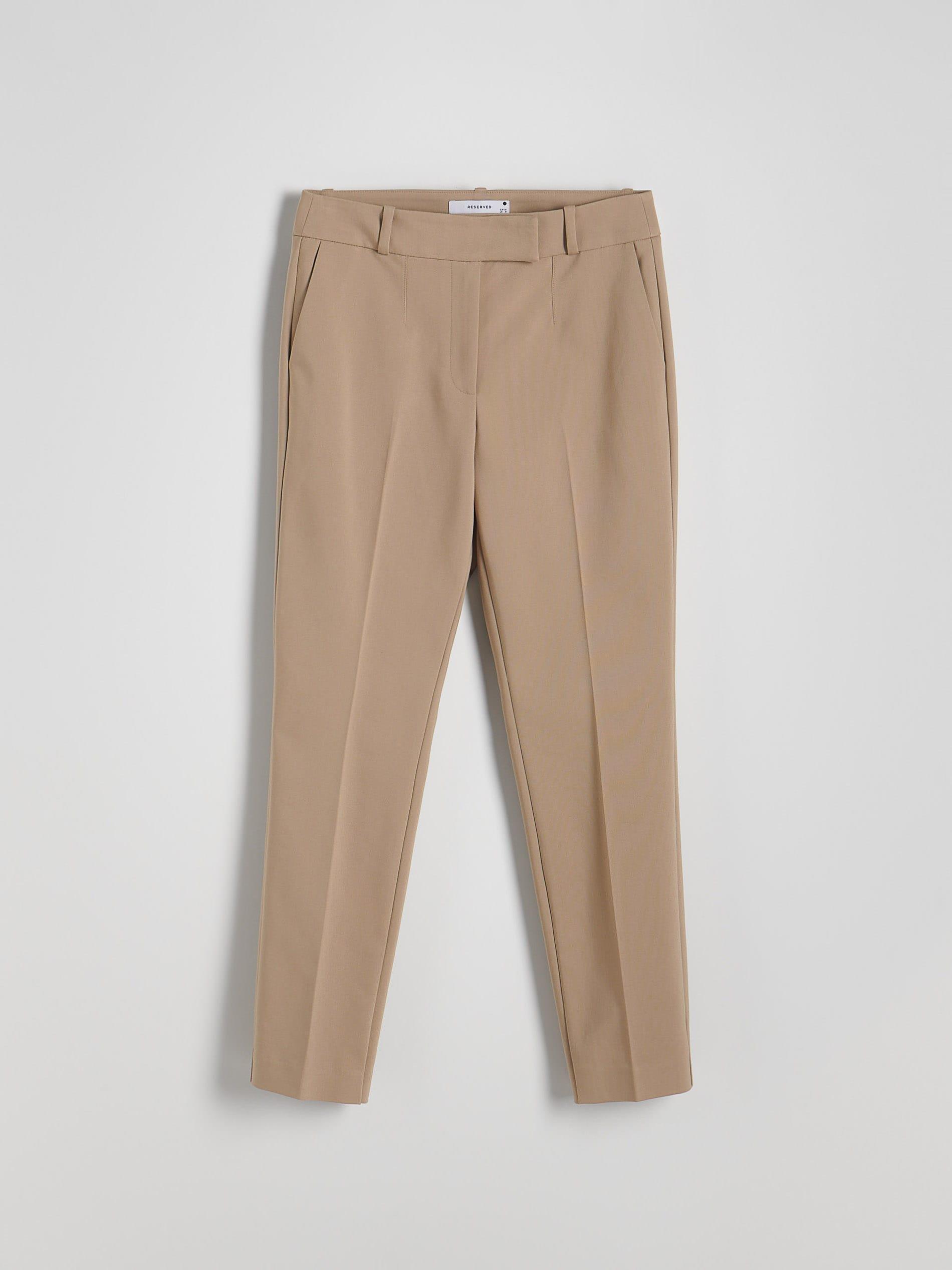 Beige Cigarette Pants With Crease, , large image number 0