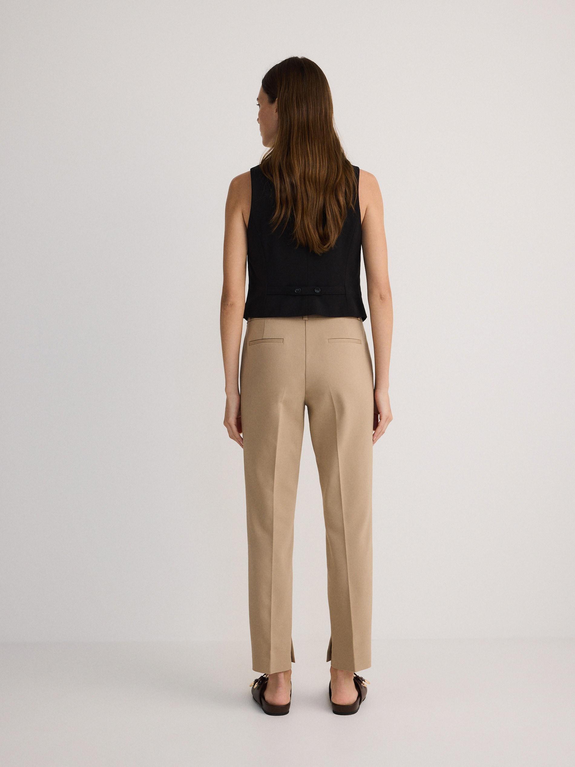 Beige Cigarette Pants With Crease, , large image number 3